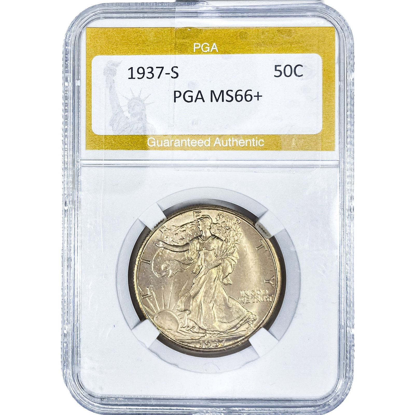 1937-S Walking Liberty Half Dollar PGA MS66+: 1937-S Walking Liberty Half Dollar PGA MS66+