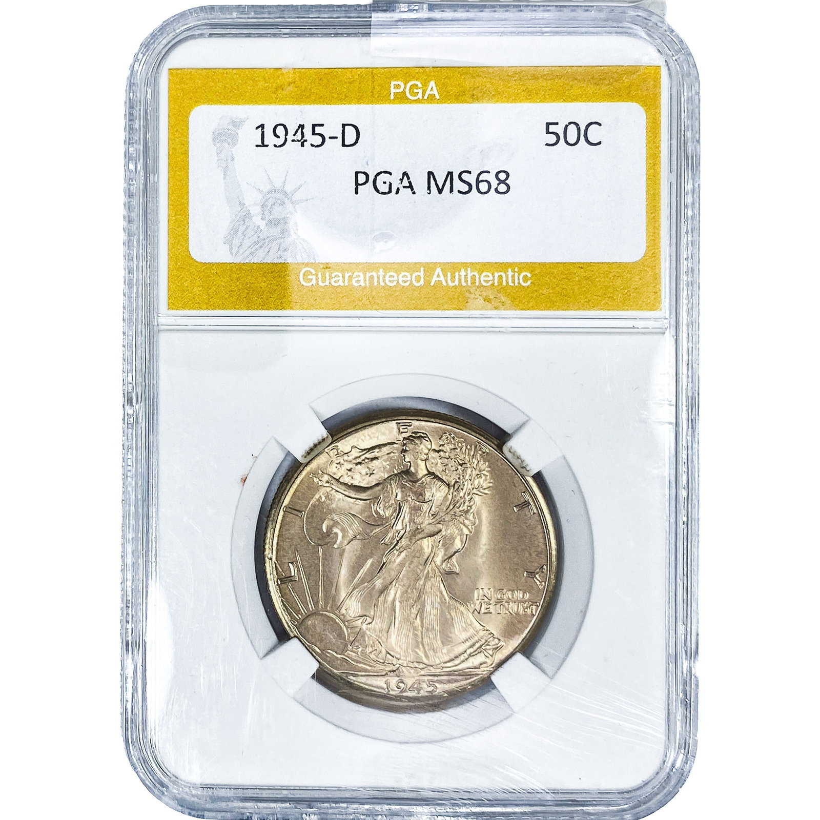 1945-D Walking Liberty Half Dollar PGA MS68: 1945-D Walking Liberty Half Dollar PGA MS68