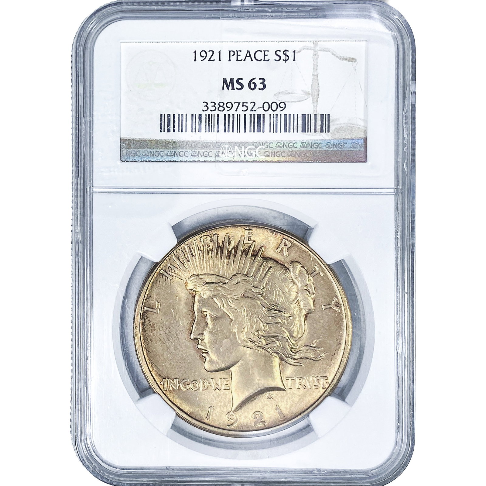 1921 Silver Peace Dollar NGC MS63: 1921 Silver Peace Dollar NGC MS63
