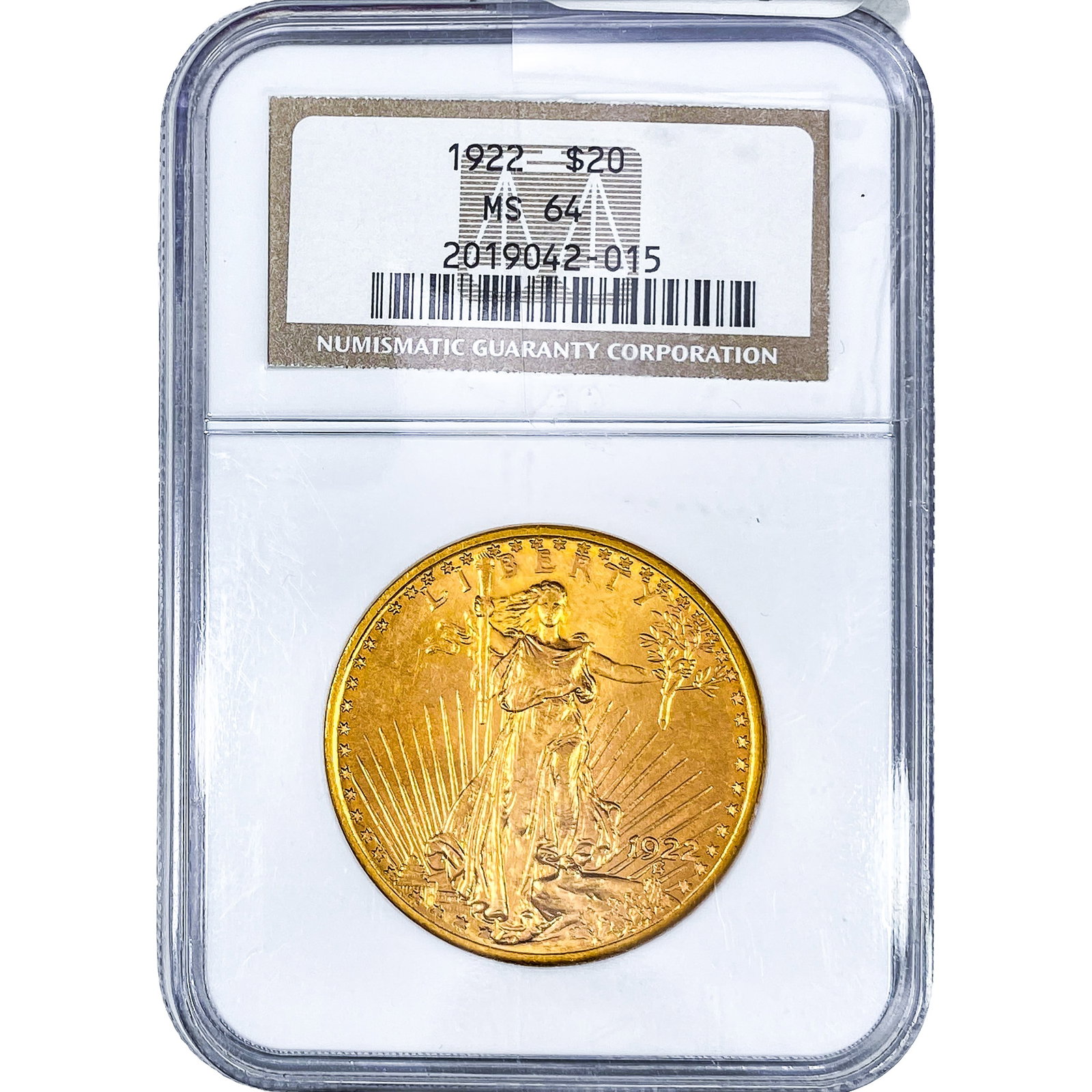 1922 $20 Gold Double Eagle NGC MS64: 1922 $20 Gold Double Eagle NGC MS64