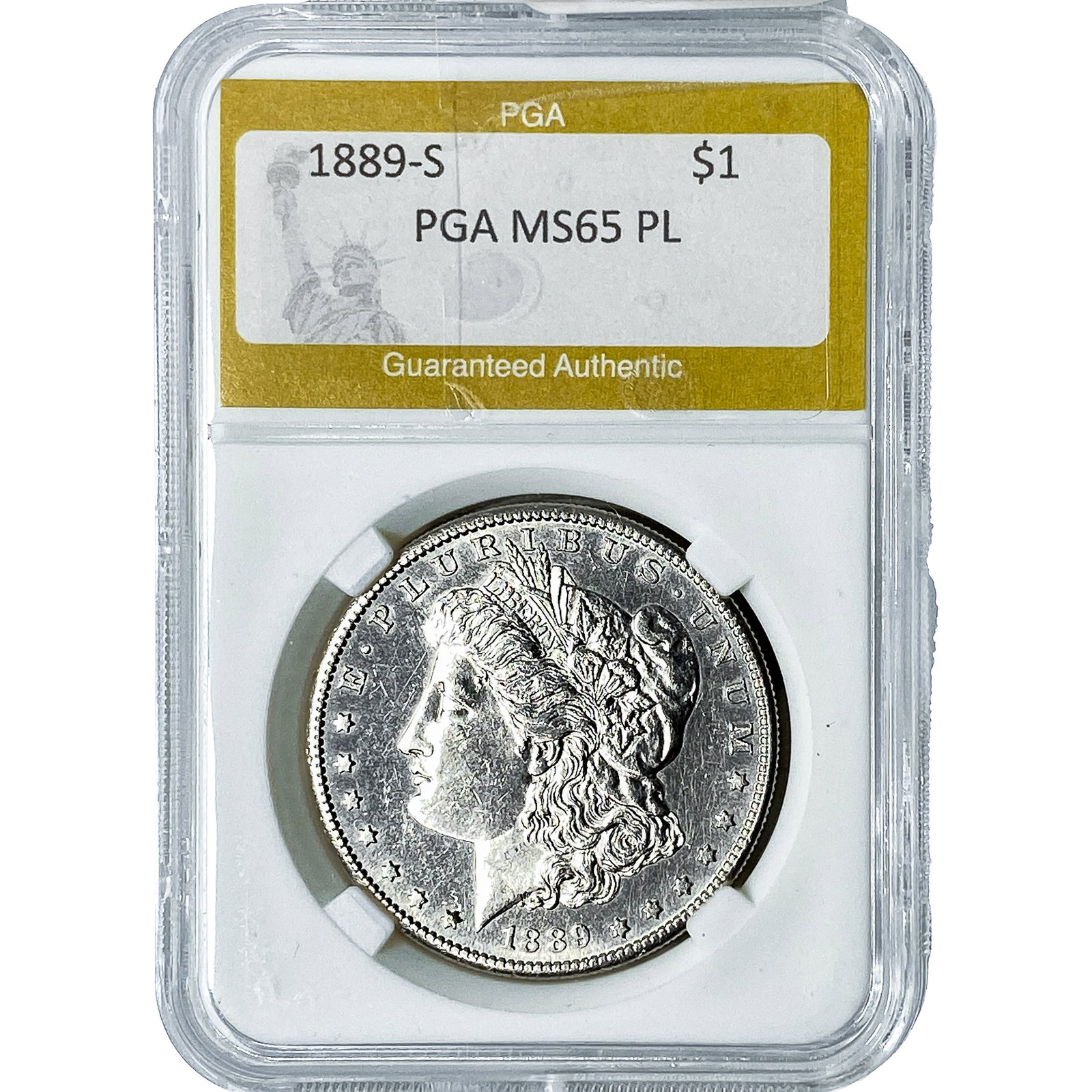 1889-S Morgan Silver Dollar PGA MS65 PL (1 of 2)