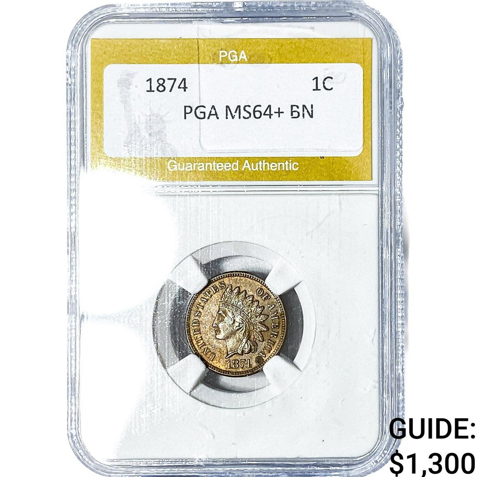 1874 Indian Head Cent PGA MS64+BN: 1874 Indian Head Cent PGA MS64+BN