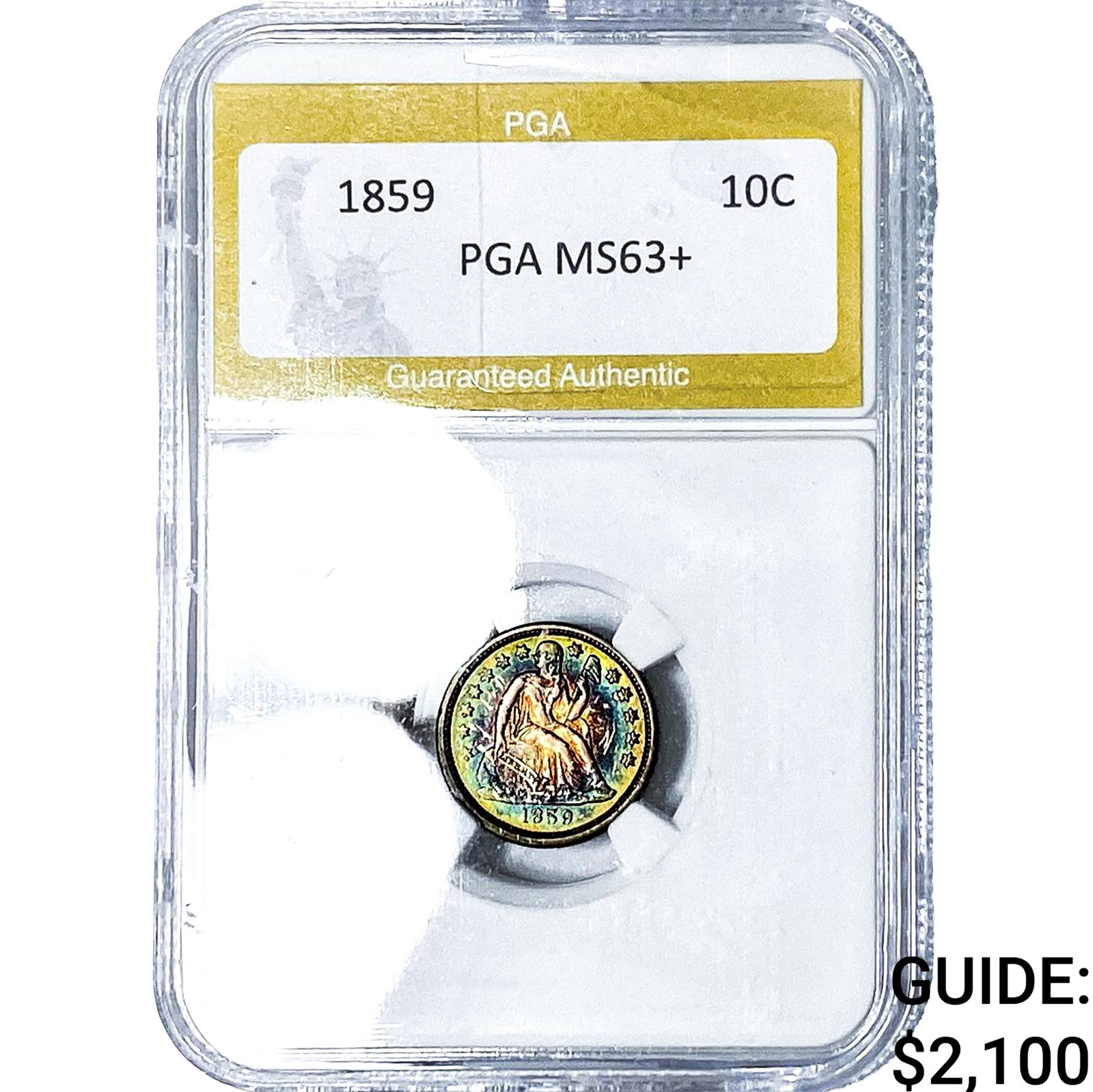 1859 Seated Liberty Dime PGA MS63+: 1859 Seated Liberty Dime PGA MS63+