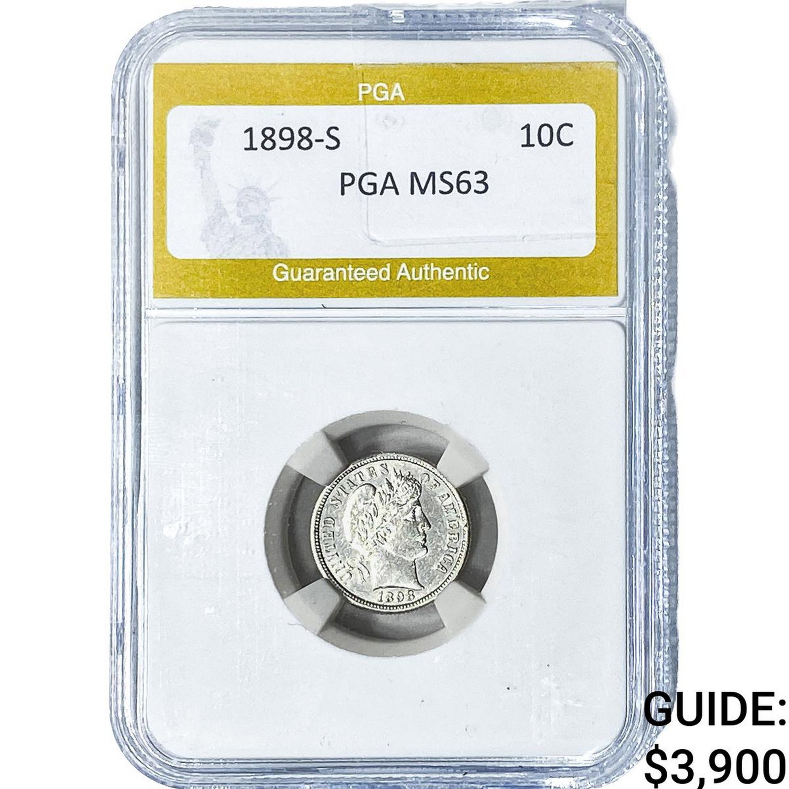 1898-S Barber Dime PGA MS63: 1898-S Barber Dime PGA MS63