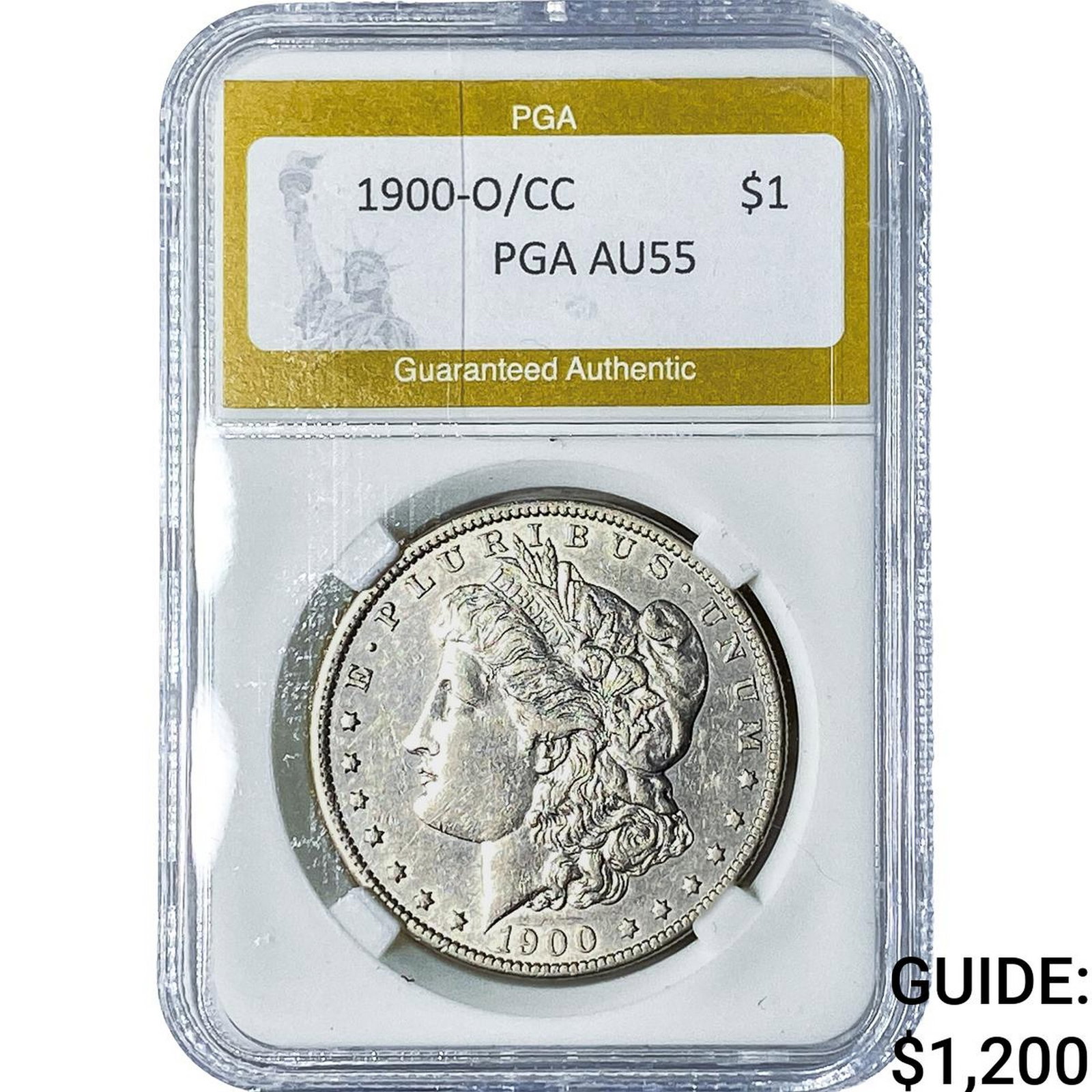 1900-O/CC Morgan Silver Dollar PGA AU55: 1900-O/CC Morgan Silver Dollar PGA AU55