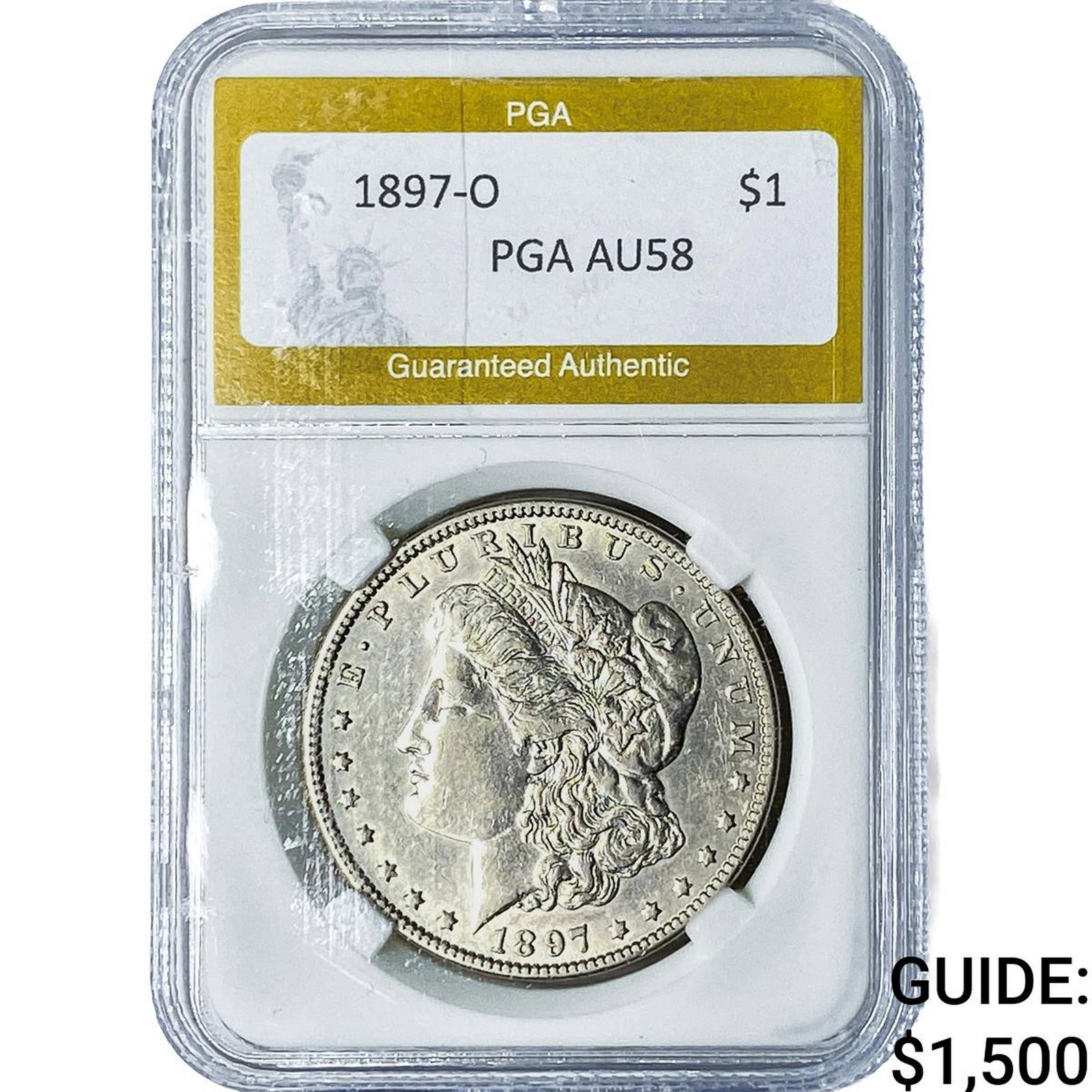 1897-O Morgan Silver Dollar PGA AU58: 1897-O Morgan Silver Dollar PGA AU58
