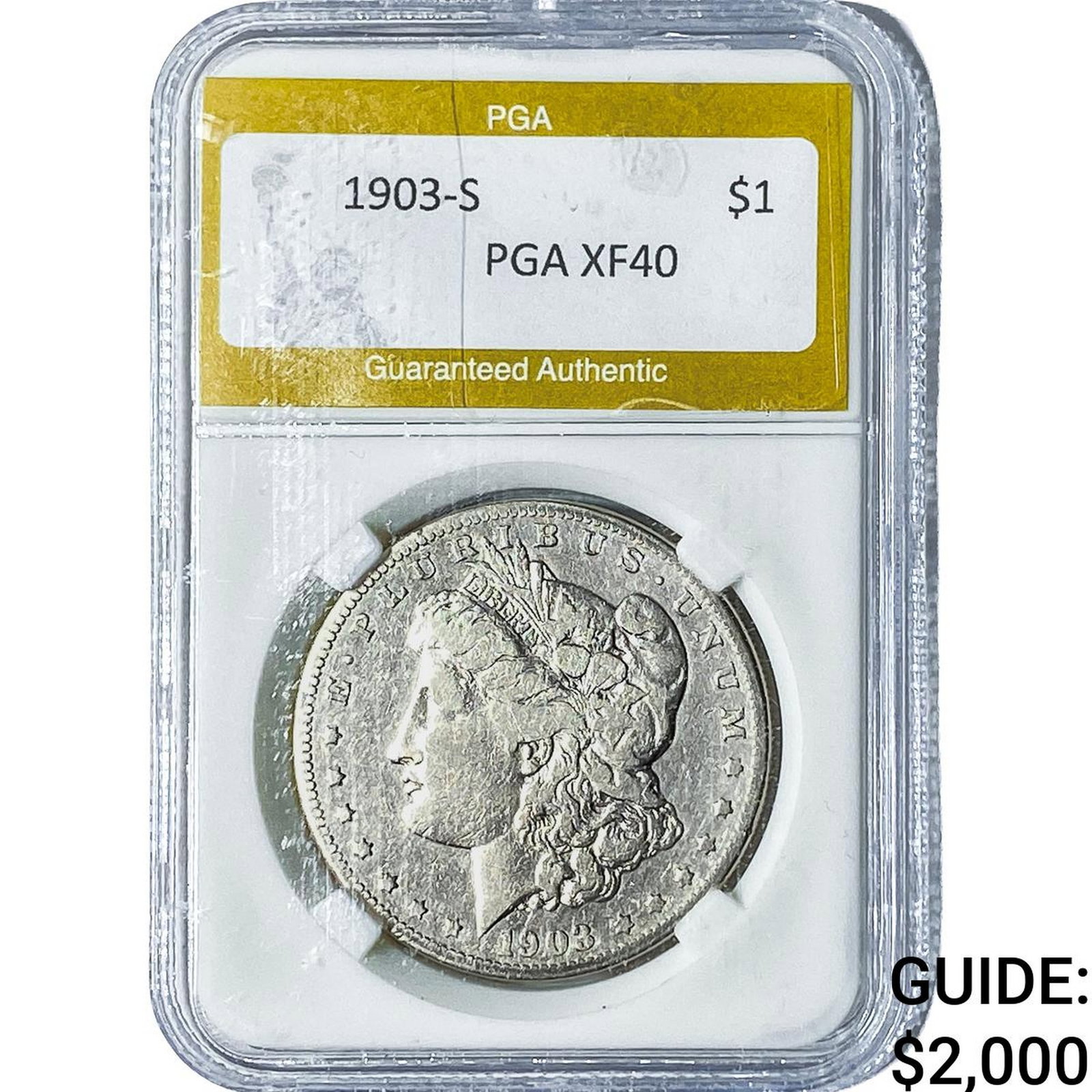 1903-S Morgan Silver Dollar PGA XF40: 1903-S Morgan Silver Dollar PGA XF40