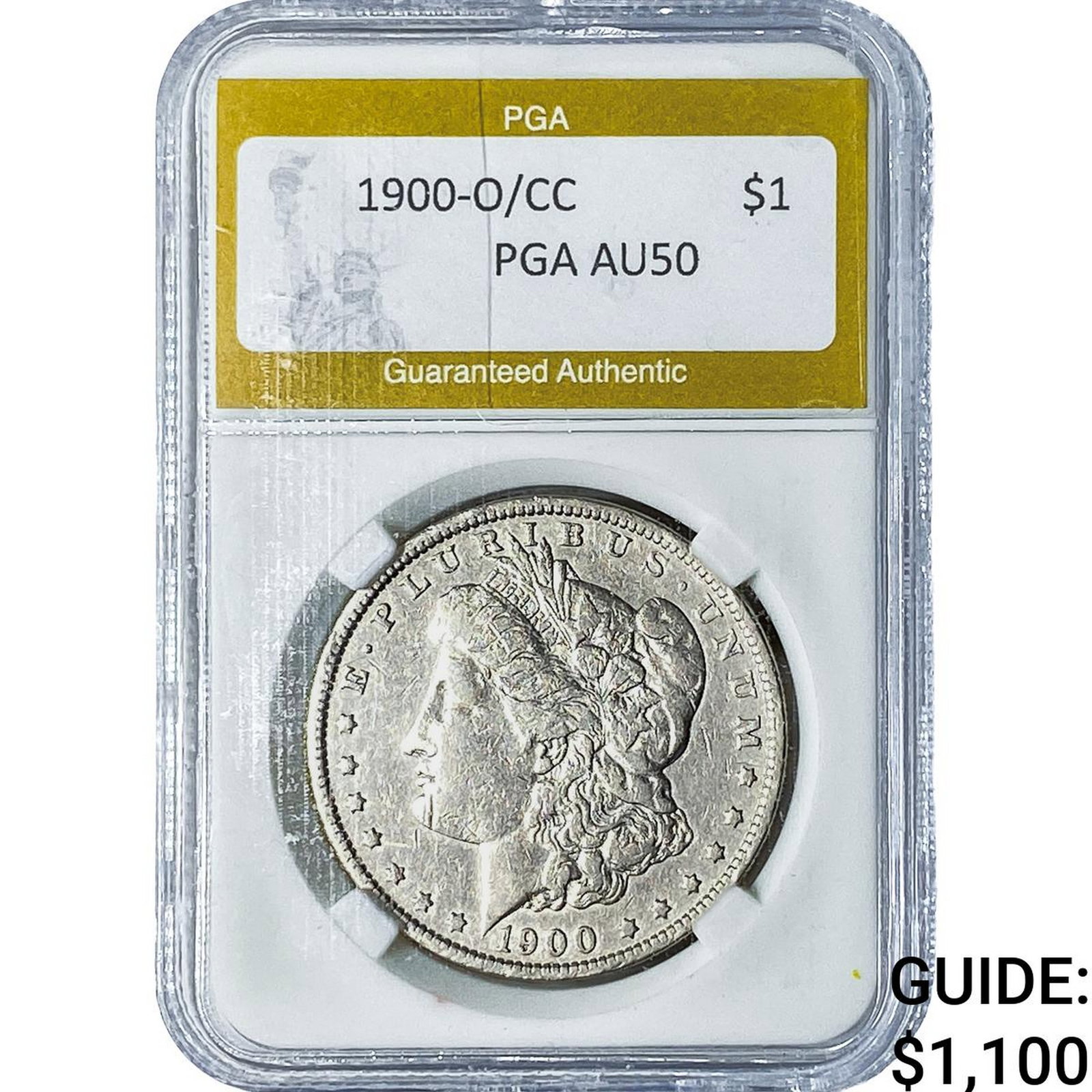 1900-O/CC Morgan Silver Dollar PGA AU50: 1900-O/CC Morgan Silver Dollar PGA AU50