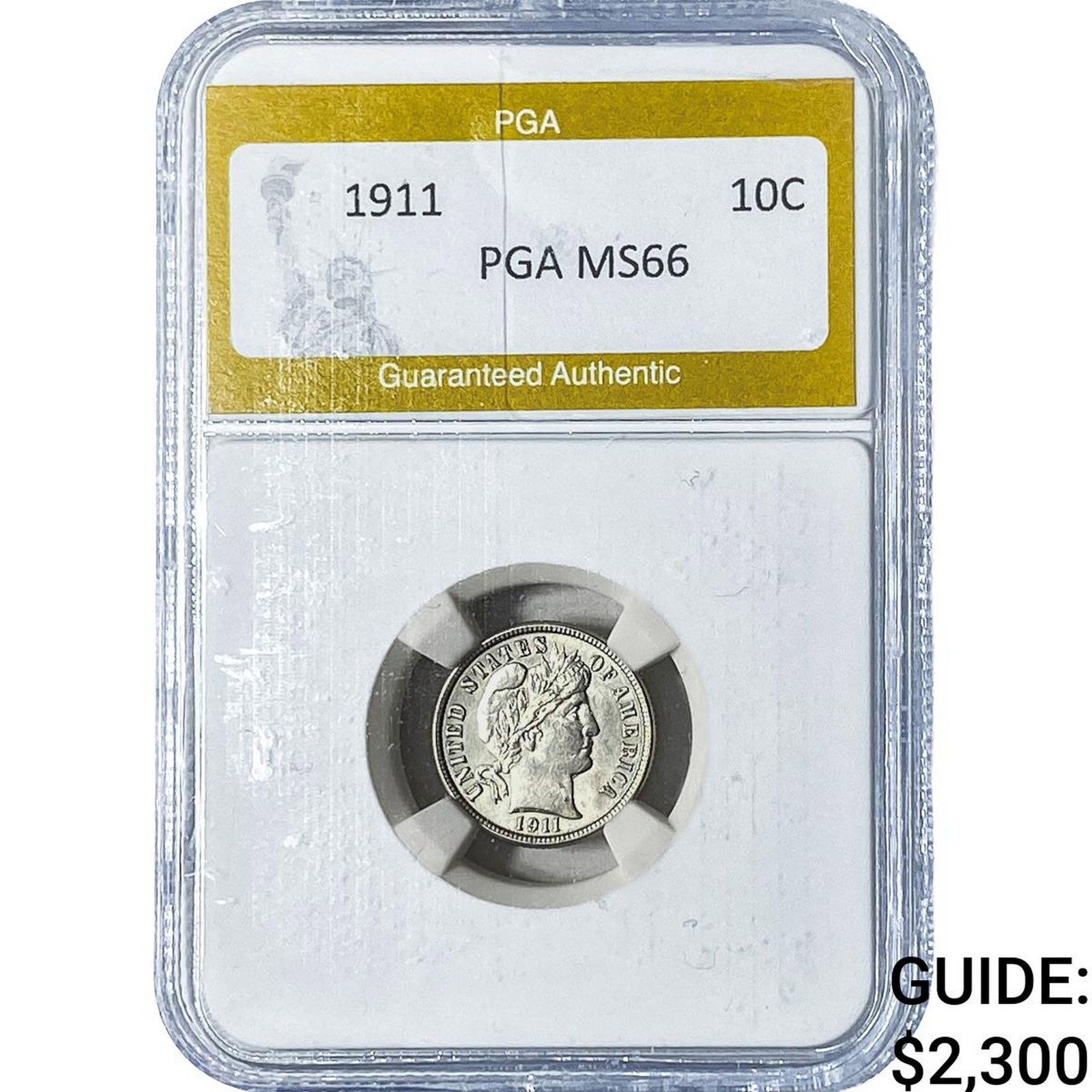 1911 Barber Dime PGA MS66: 1911 Barber Dime PGA MS66