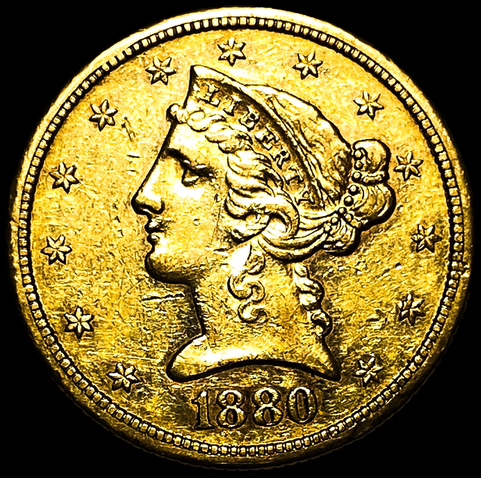 1880-S $5 Gold Half Eagle: 1880-S $5 Gold Half Eagle