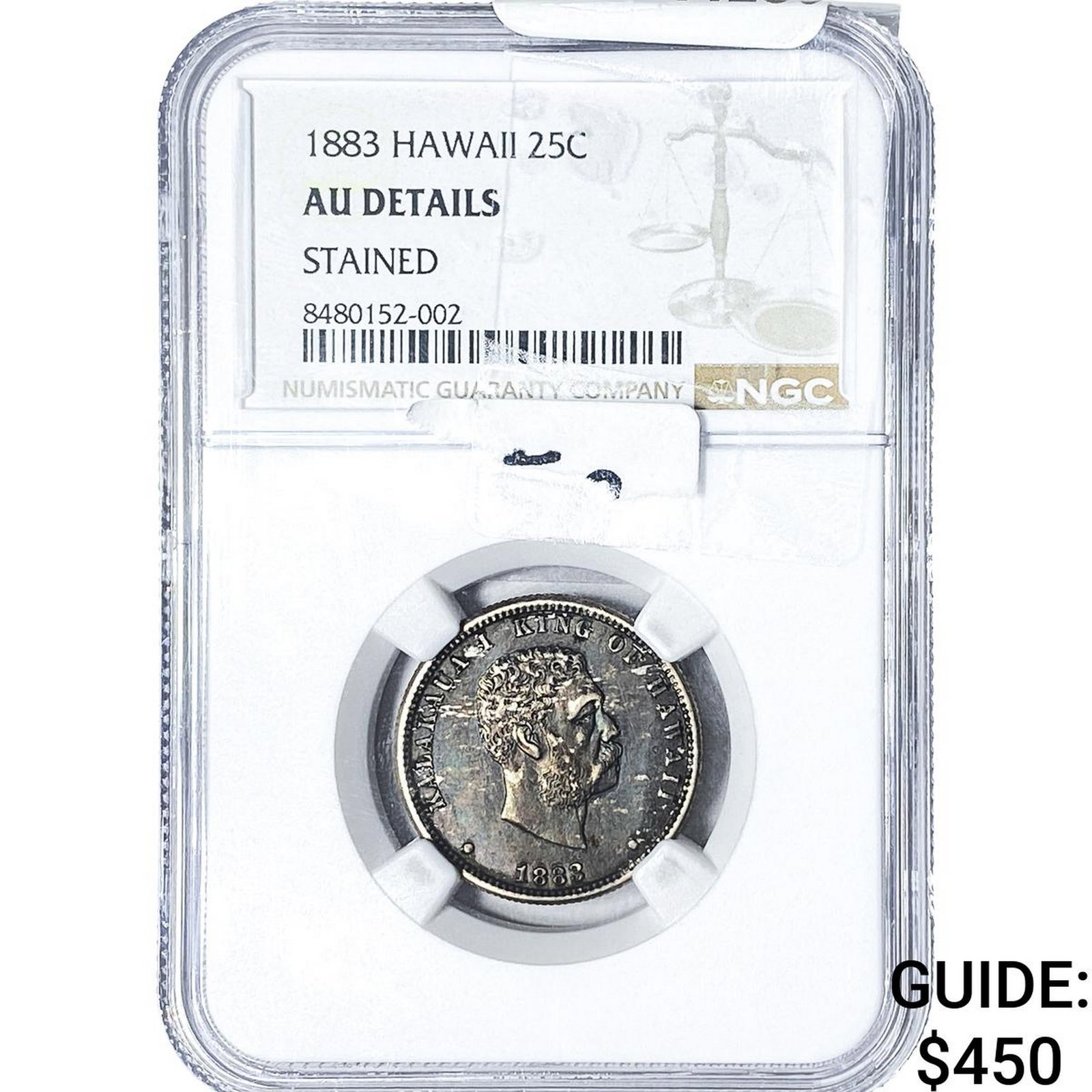 1883 Hawaii Silver 25 Cents NGC AU Details (1 of 2)