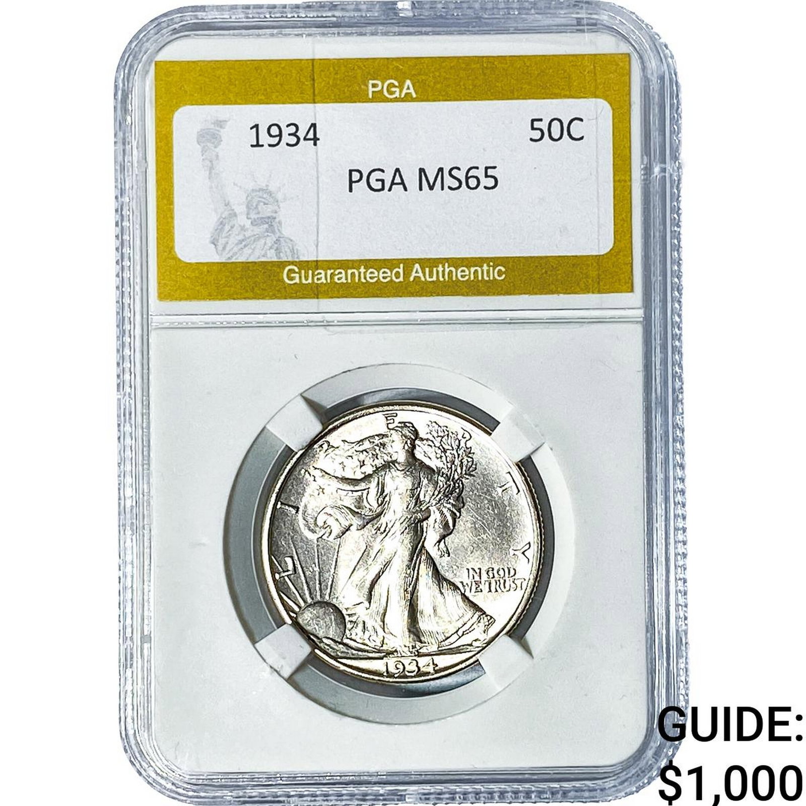 1934 Walking Liberty Half Dollar PGA MS65: 1934 Walking Liberty Half Dollar PGA MS65