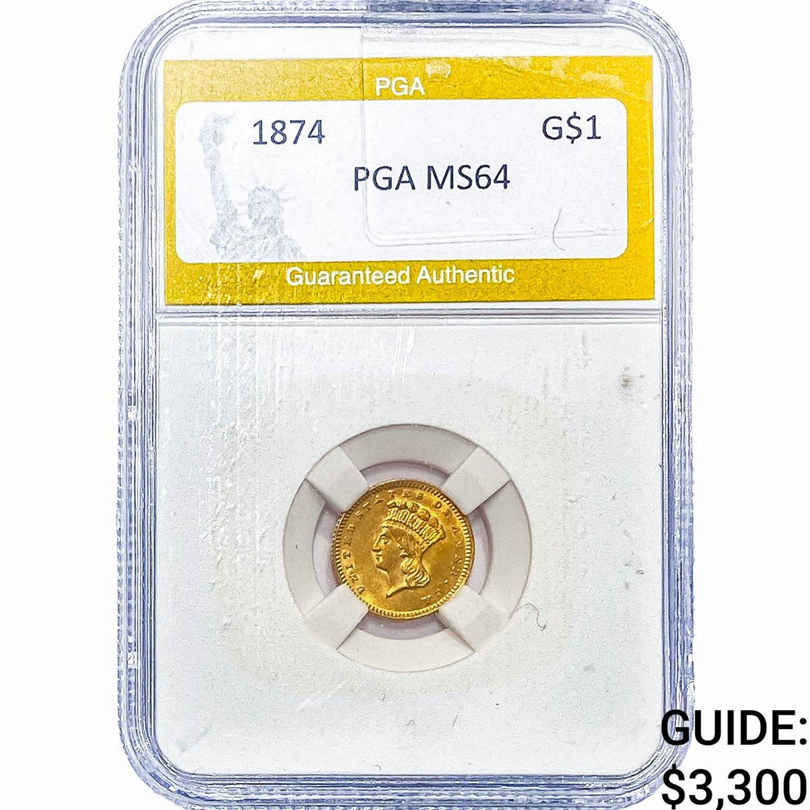 1874 Rare Gold Dollar PGA MS64: 1874 Rare Gold Dollar PGA MS64