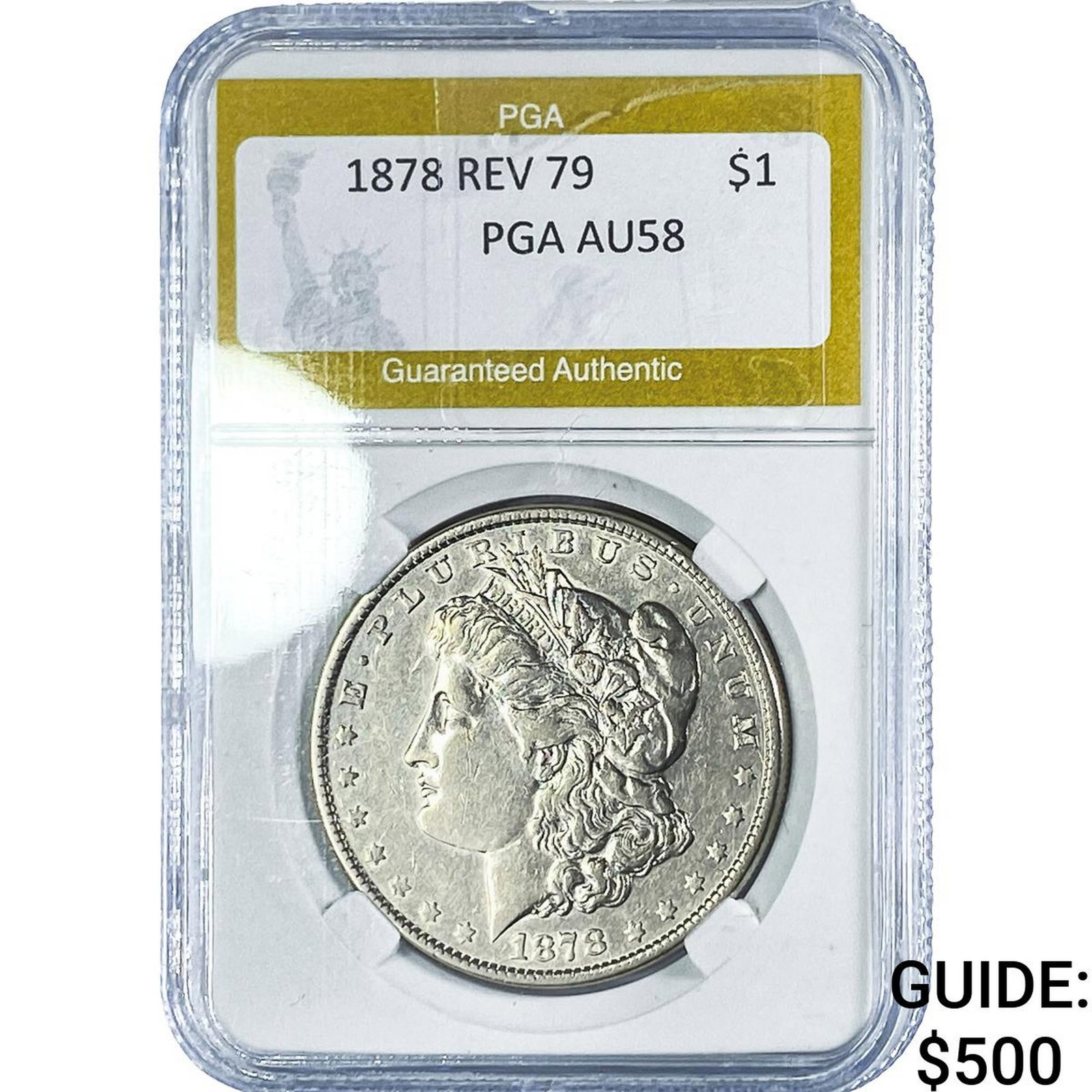 1878 Rev 79 Morgan Silver Dollar PGA AU58: 1878 Rev 79 Morgan Silver Dollar PGA AU58