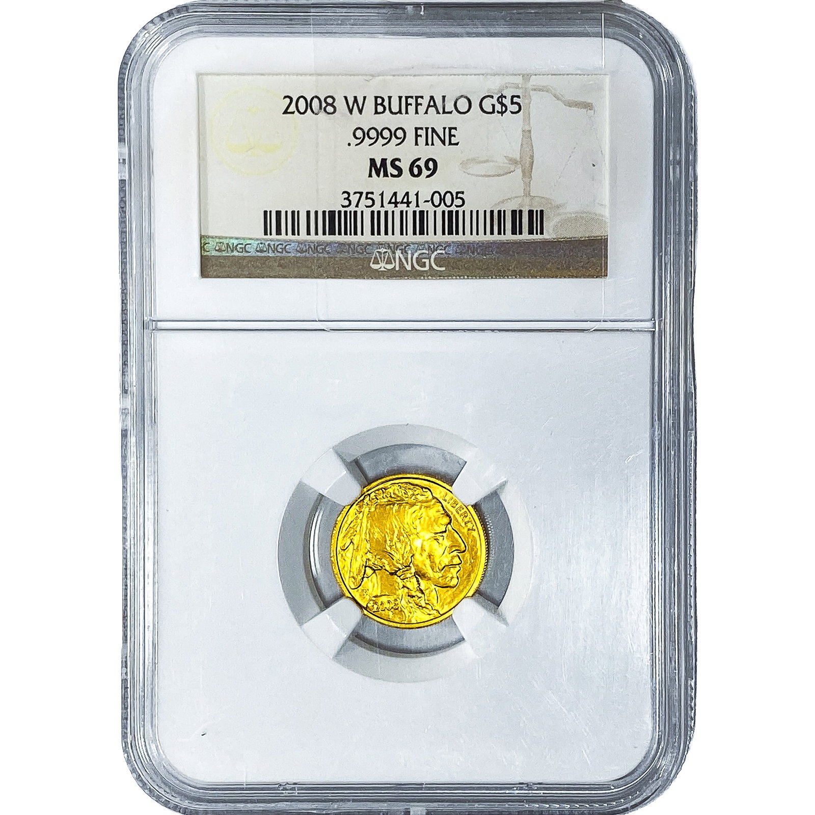 2008-W Gold $5 Buffalo NGC MS69: 2008-W Gold $5 Buffalo NGC MS69