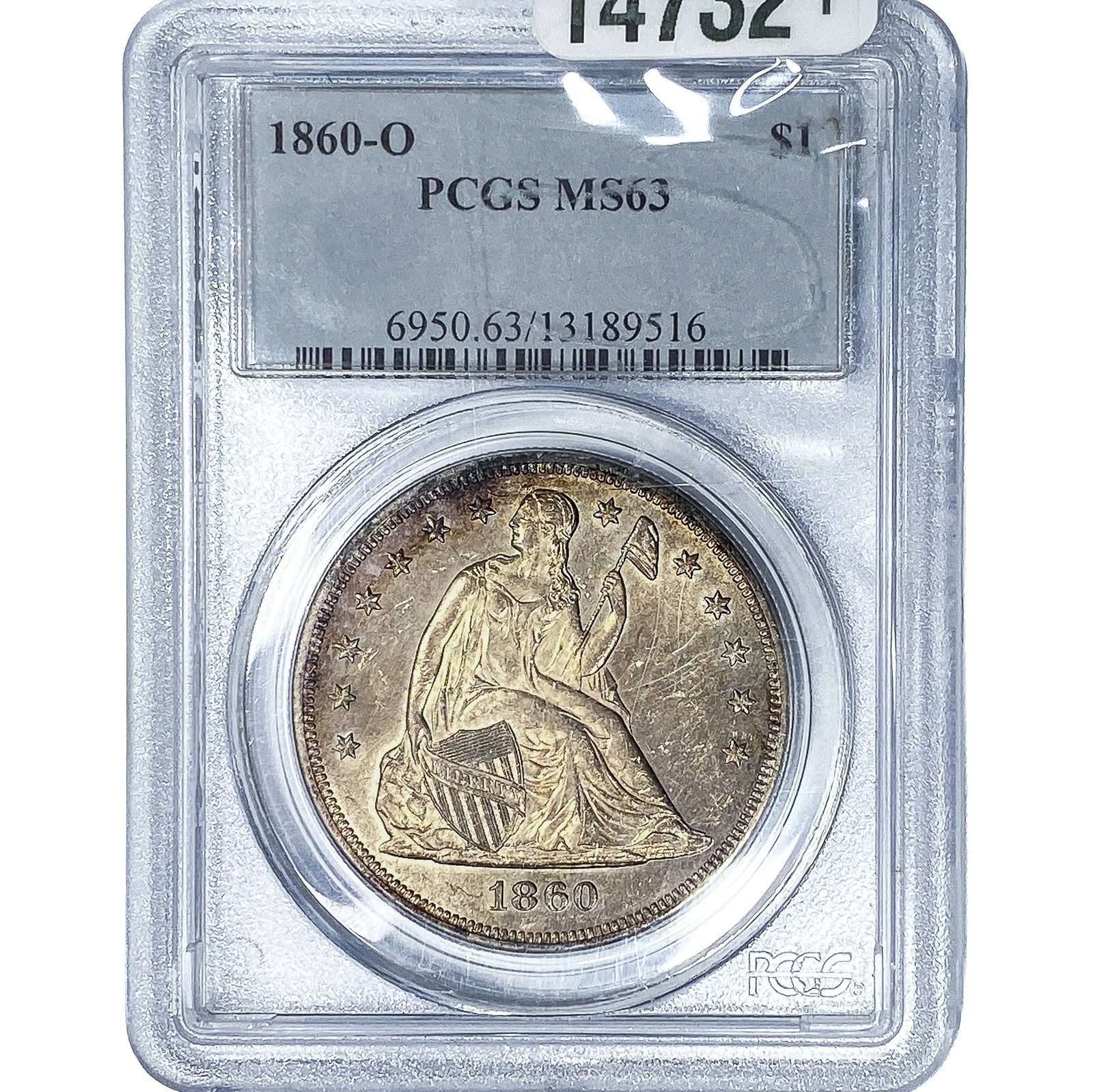 1860-O Seated Liberty Dollar PCGS MS63 (1 of 4)