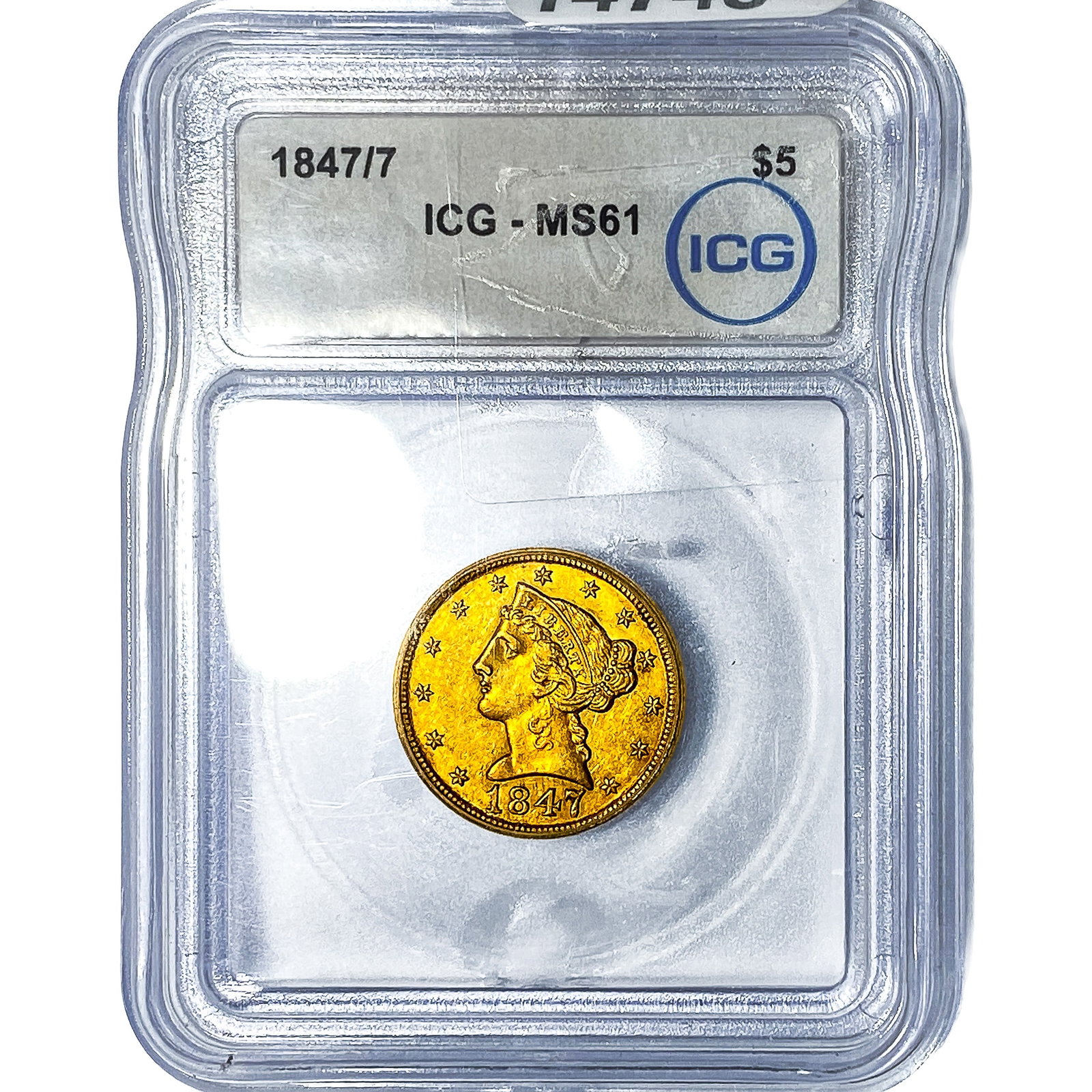 1847/7 $5 Gold Half Eagle ICG MS61 (1 of 4)