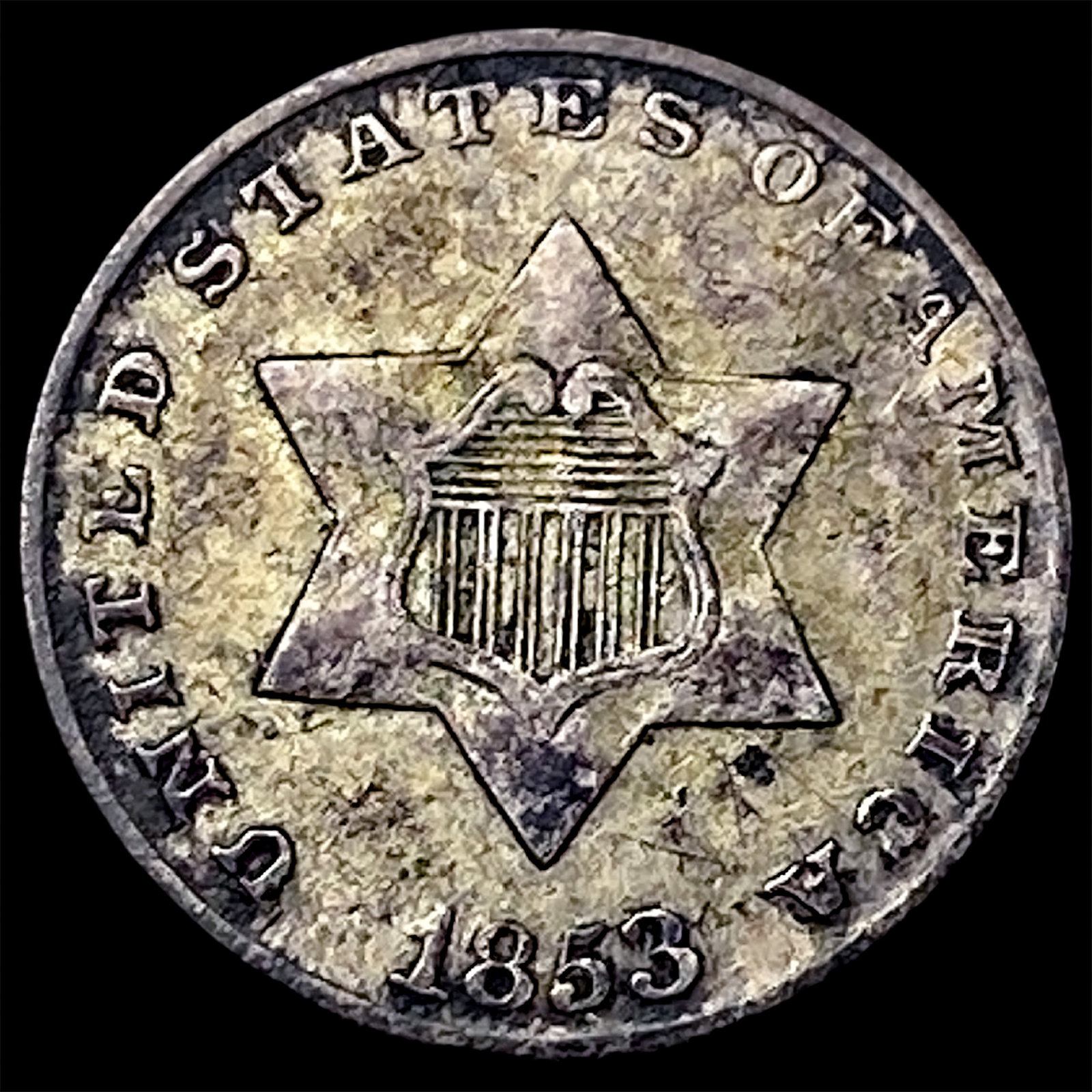 1853 Silver Three-Cent Piece LIGHTLY CIRCULATED (1 of 2)