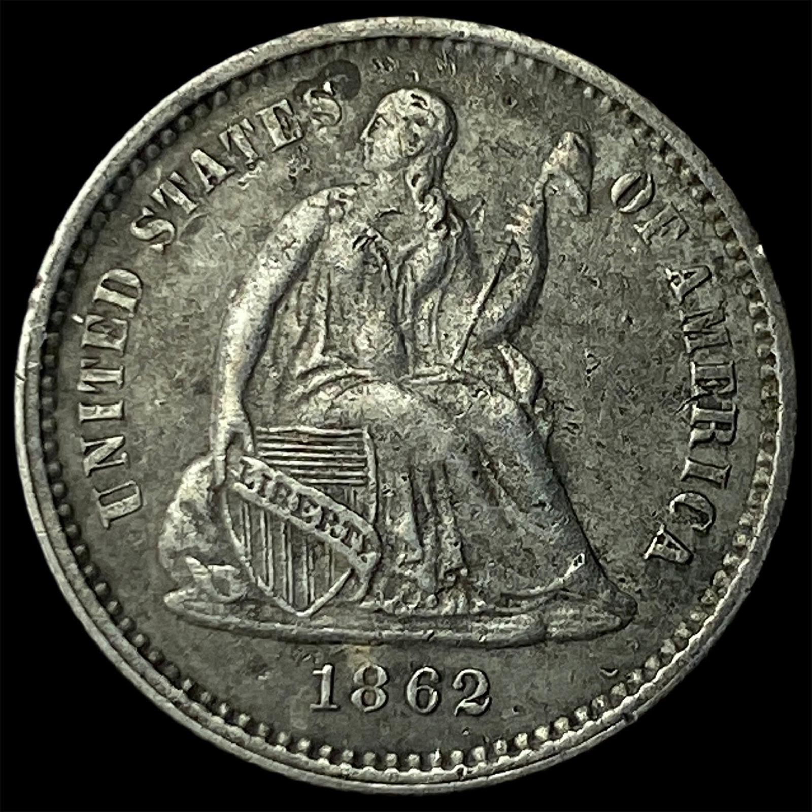 1862 Silver Seated Liberty Half Dime HIGH GRADE: 1862 Silver Seated Liberty Half Dime HIGH GRADE