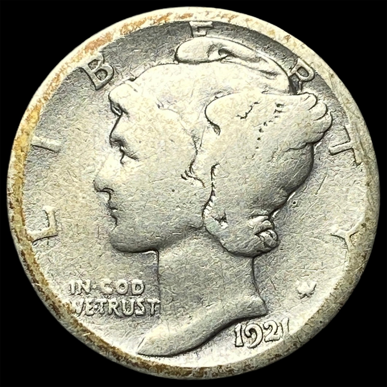 1921 Silver Mercury Dime LIGHTLY CIRCULATED: 1921 Silver Mercury Dime LIGHTLY CIRCULATED
