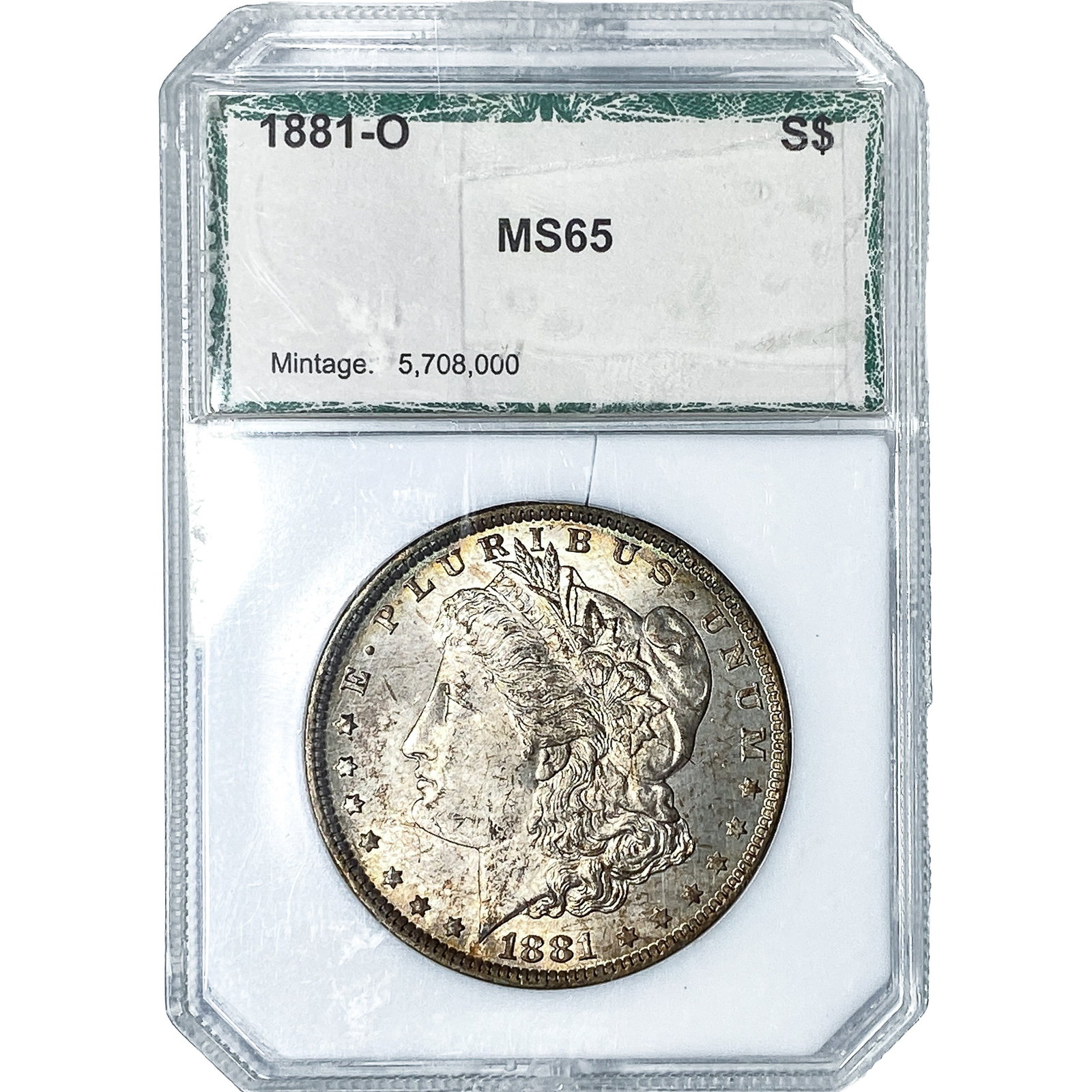 1881-O Morgan Silver Dollar PCI MS65: 1881-O Morgan Silver Dollar PCI MS65