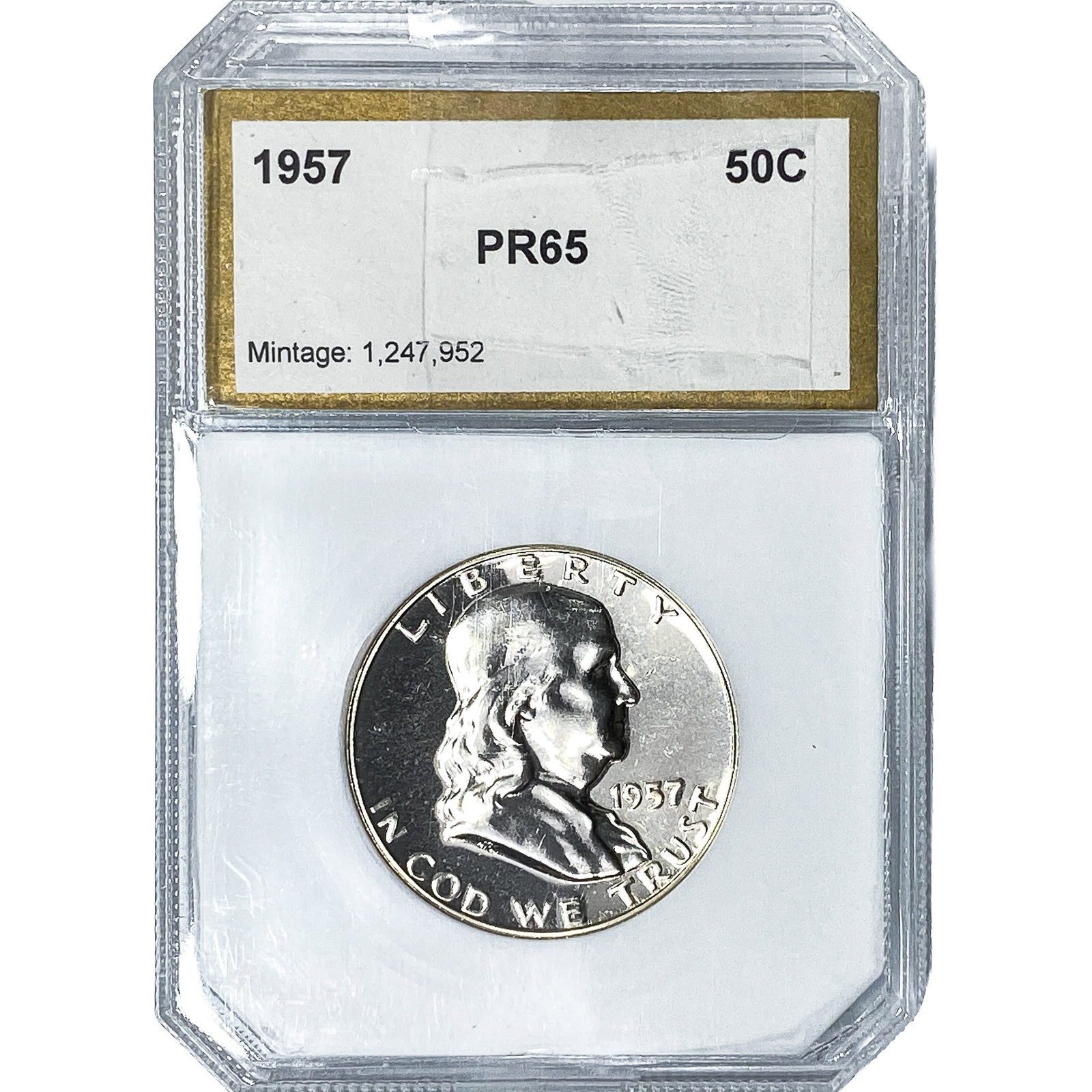 1957 Franklin Half Dollar PCI PR65: 1957 Franklin Half Dollar PCI PR65
