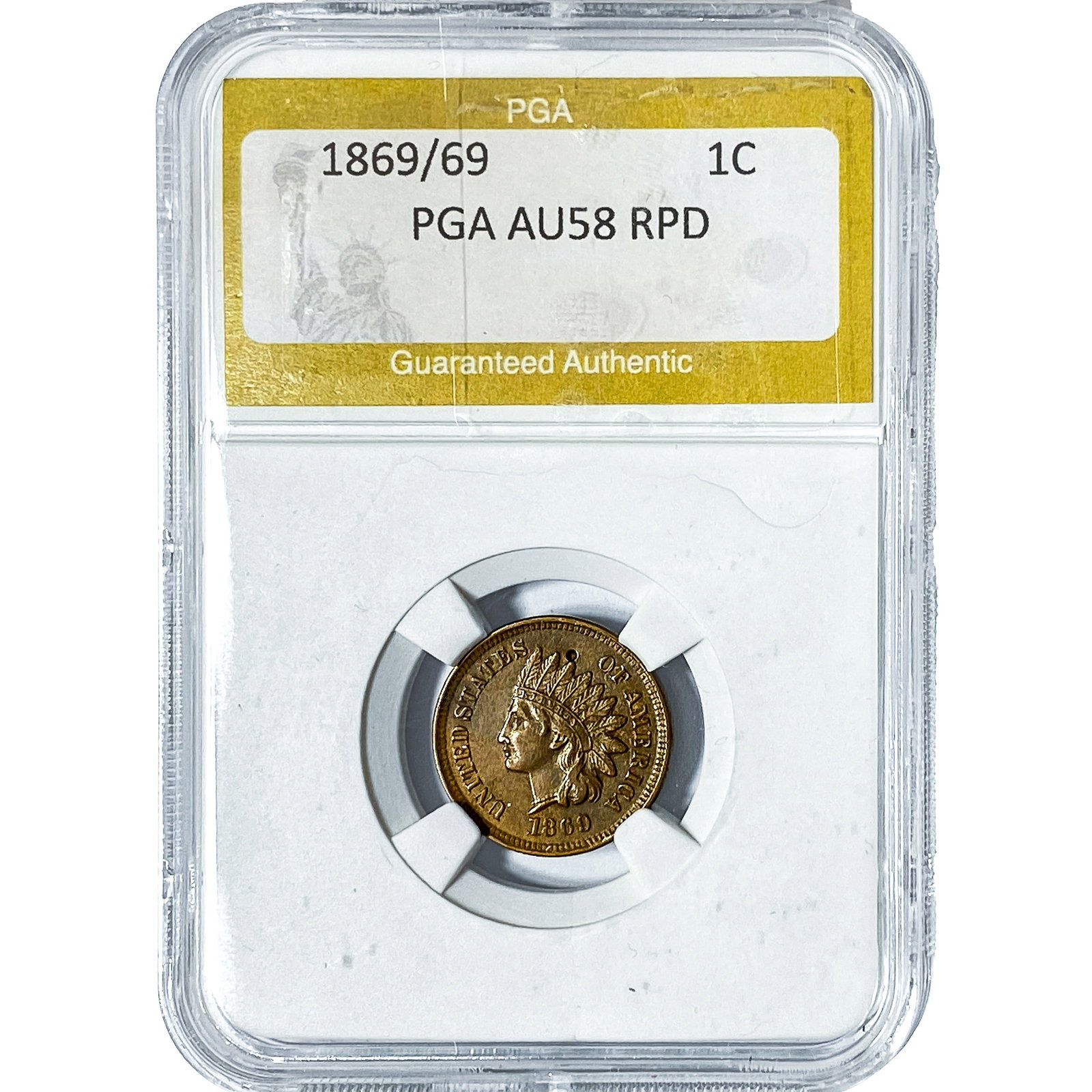 1869/69 Indian Head Cent PGA AU58 RPD (1 of 2)