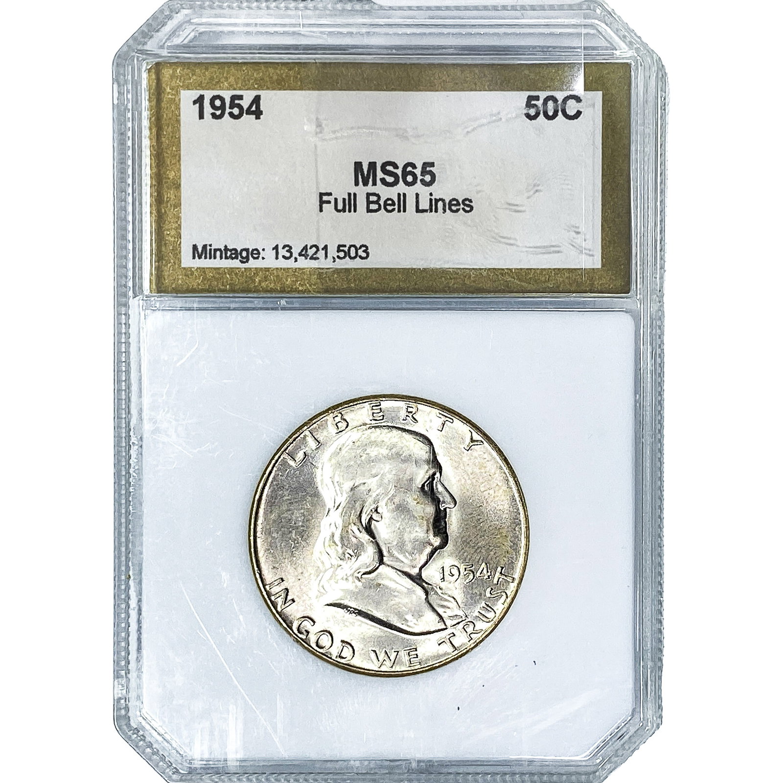 1954 Franklin Half Dollar PGA MS65 Full Bell Lines (1 of 2)