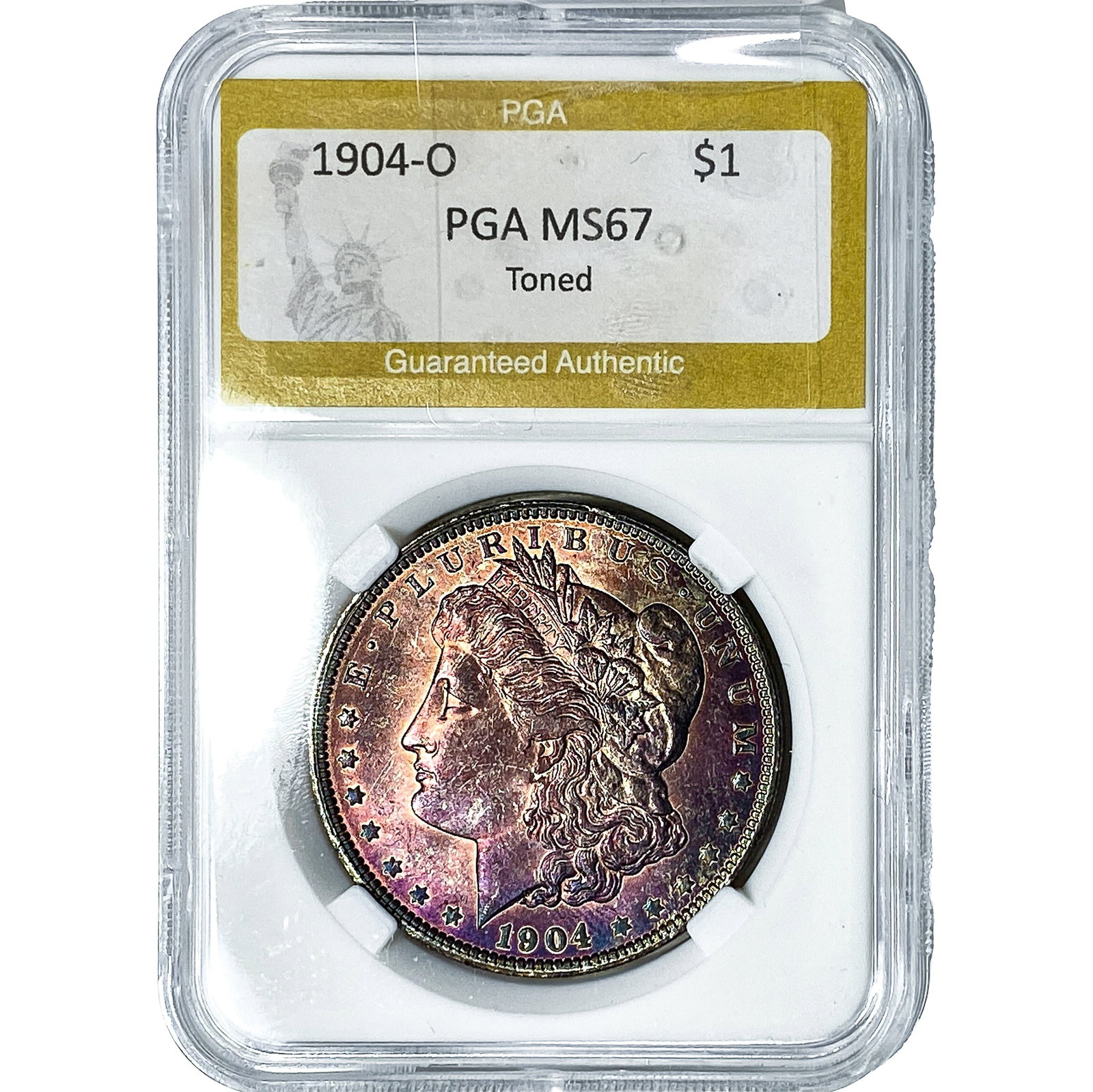 1904-O Morgan Silver Dollar PGA MS67 Toned: 1904-O Morgan Silver Dollar PGA MS67 Toned