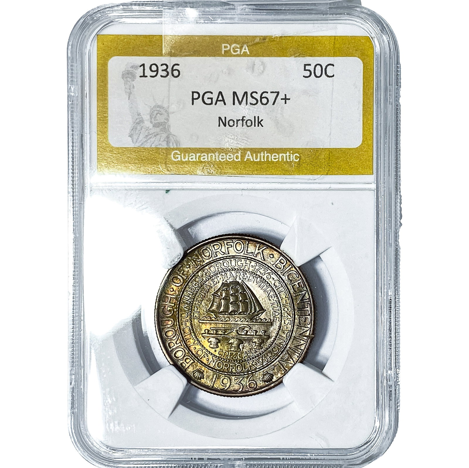1936 Norfolk Half Dollar PGA MS67+: 1936 Norfolk Half Dollar PGA MS67+