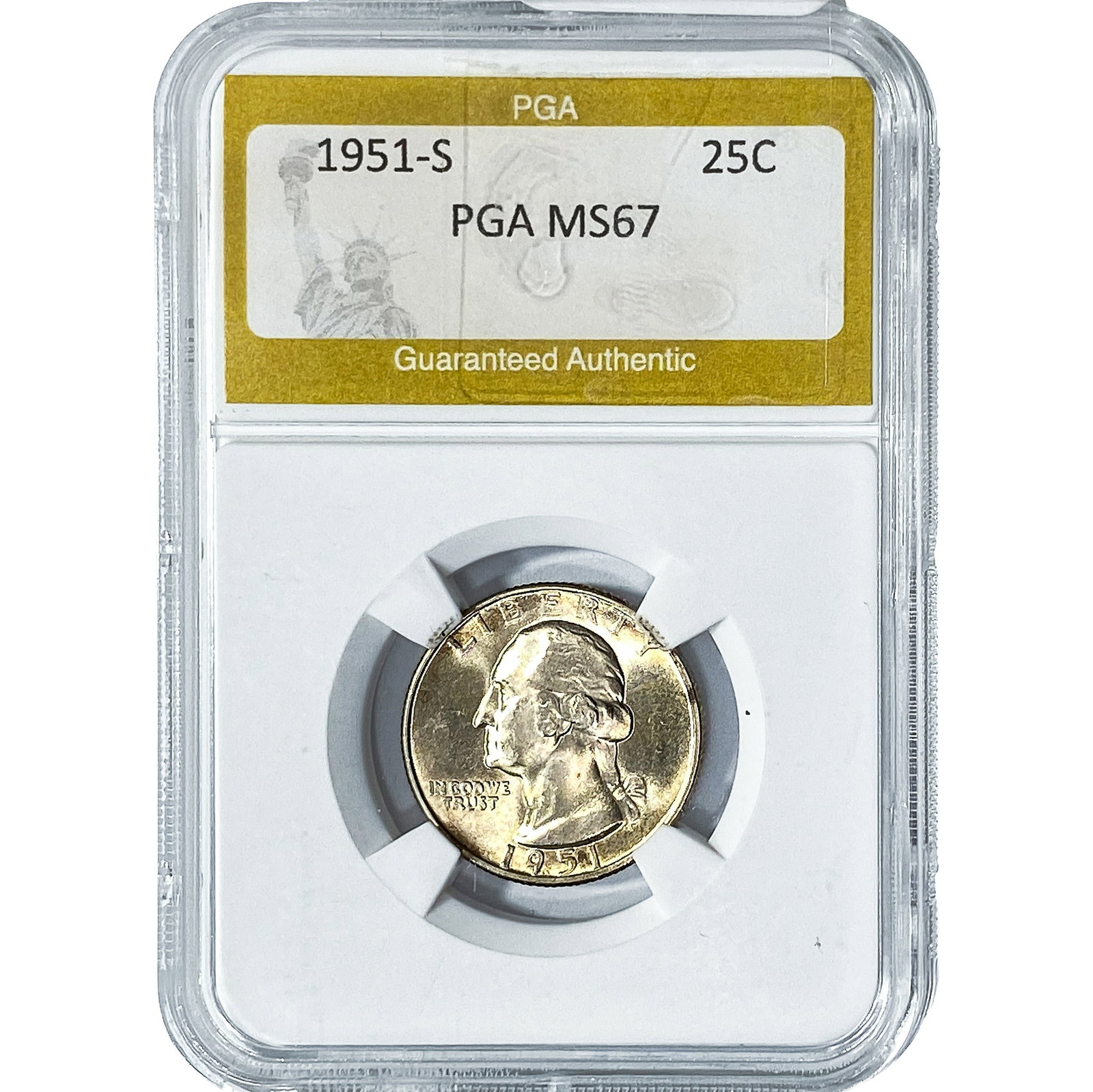 1951-S Washington Silver Quarter PGA MS67: 1951-S Washington Silver Quarter PGA MS67