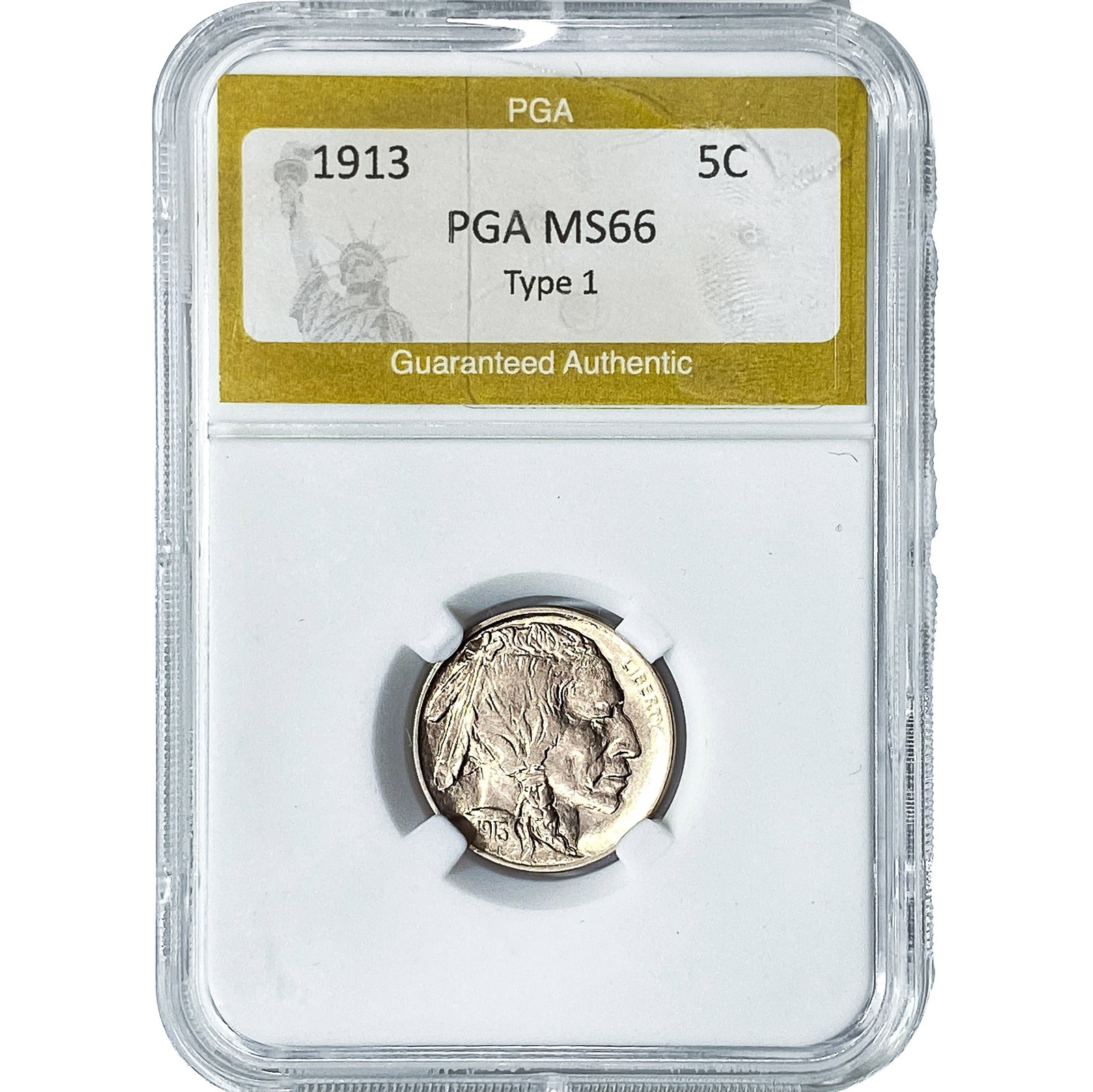 1913 Buffalo Nickel PGA MS66 Type 1: 1913 Buffalo Nickel PGA MS66 Type 1