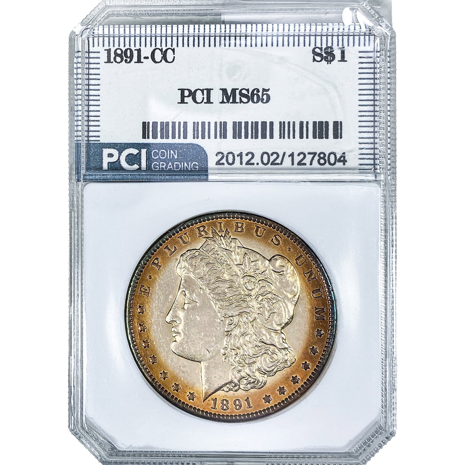 1891-CC Morgan Silver Dollar PCI MS65: 1891-CC Morgan Silver Dollar PCI MS65