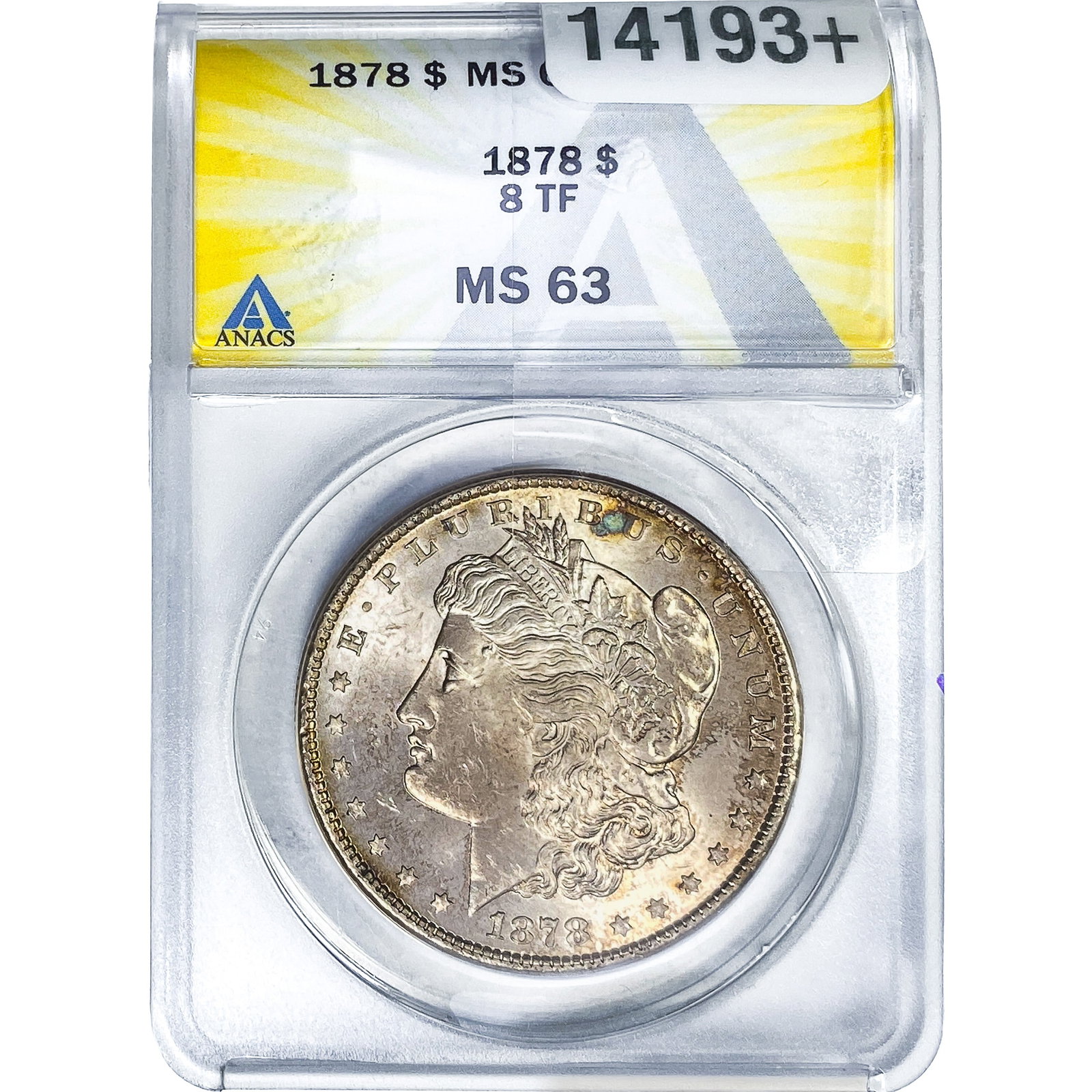 1878 Morgan Silver Dollar ANACS MS63 8 TF: 1878 Morgan Silver Dollar ANACS MS63 8 TF