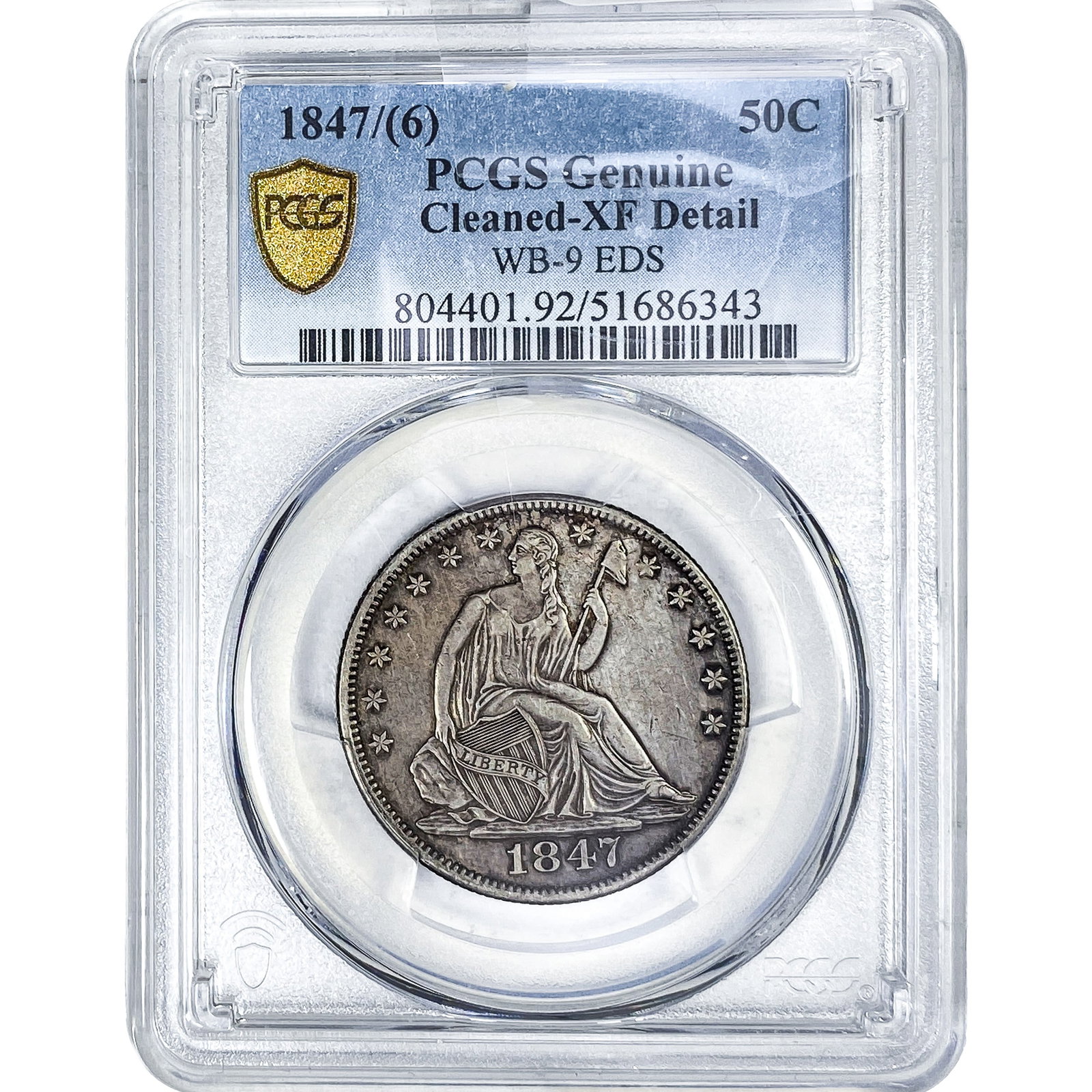 1847 Seated Liberty Half Dollar PCGS XFDETAIL (1 of 4)