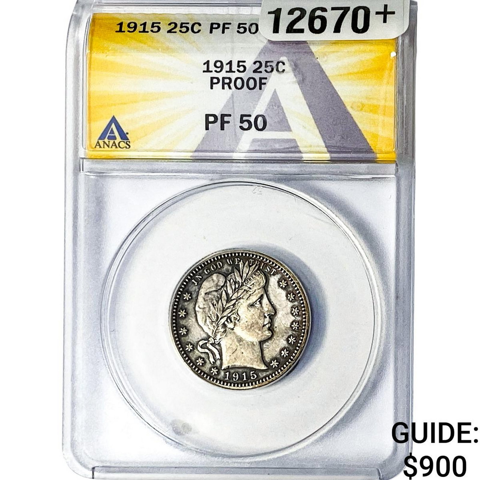 1915 Barber Quarter ANACS PF50: 1915 Barber Quarter ANACS PF50