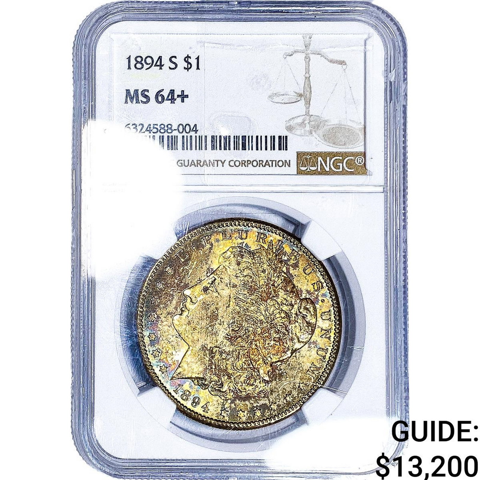 1894-S Morgan Silver Dollar NGC MS64+: 1894-S Morgan Silver Dollar NGC MS64+