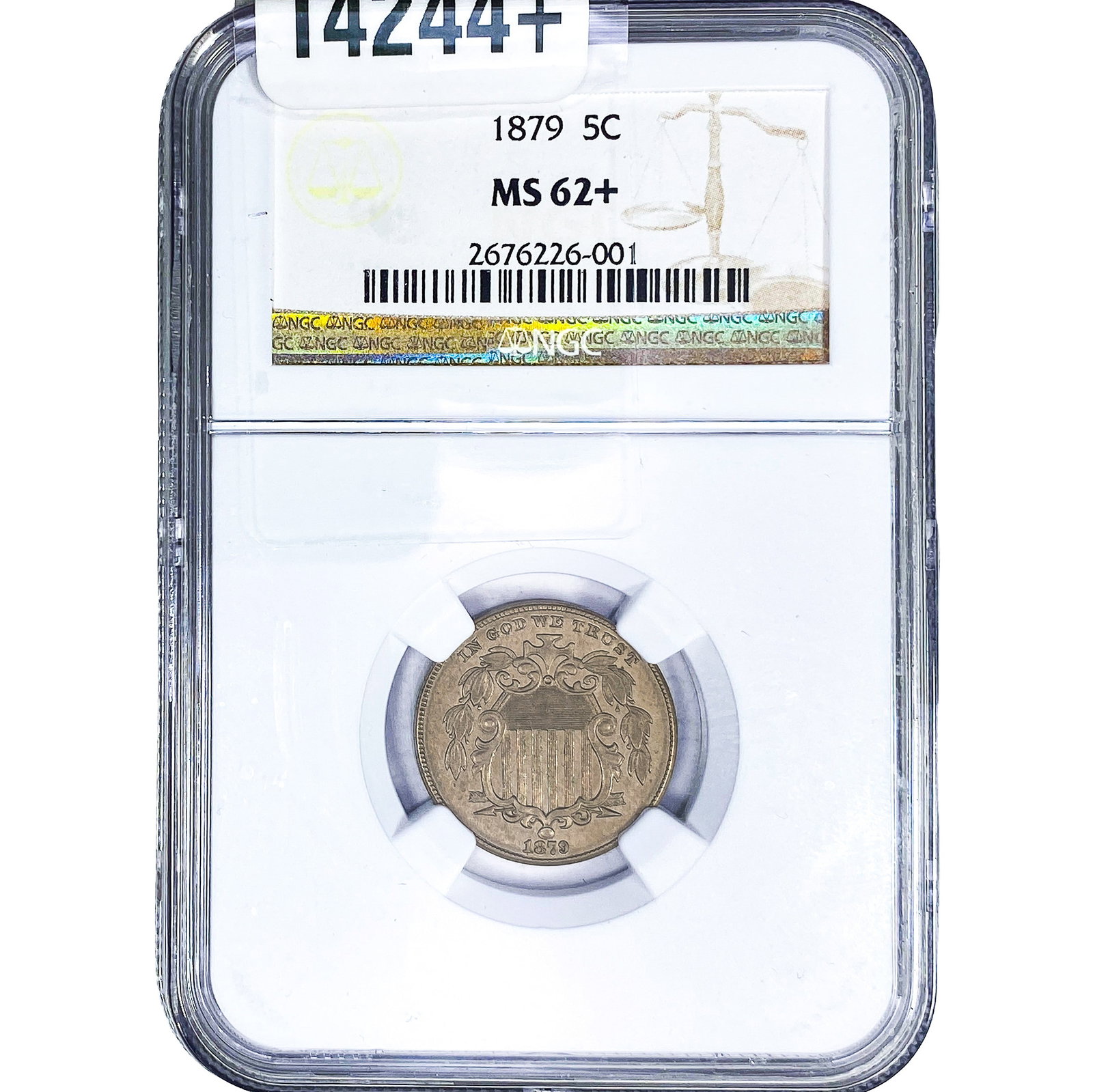 1879 Shield Nickel NGC MS62+: 1879 Shield Nickel NGC MS62+