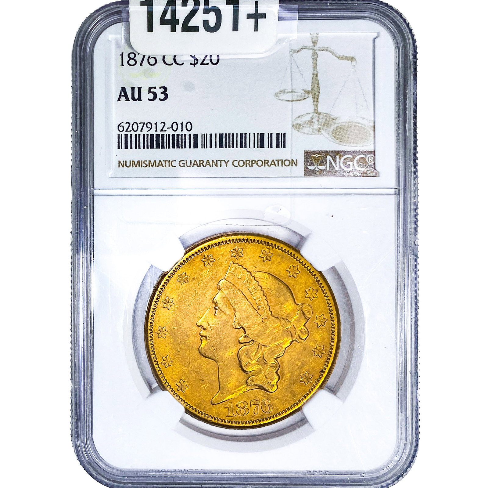 1876-CC $20 Gold Double Eagle NGC AU53 (1 of 4)