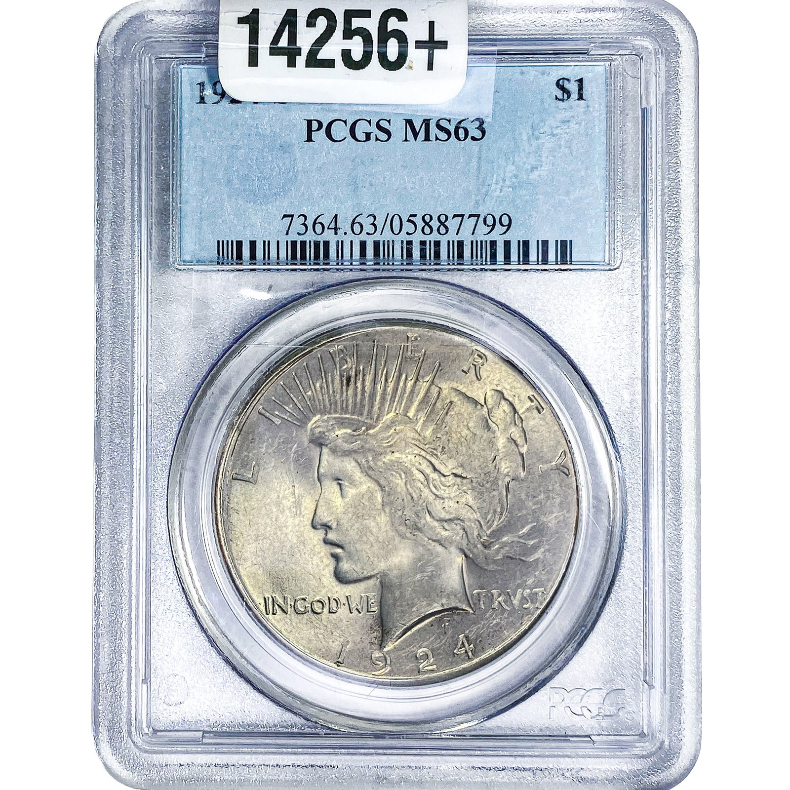 1924-S Silver Peace Dollar PCGS MS63: 1924-S Silver Peace Dollar PCGS MS63