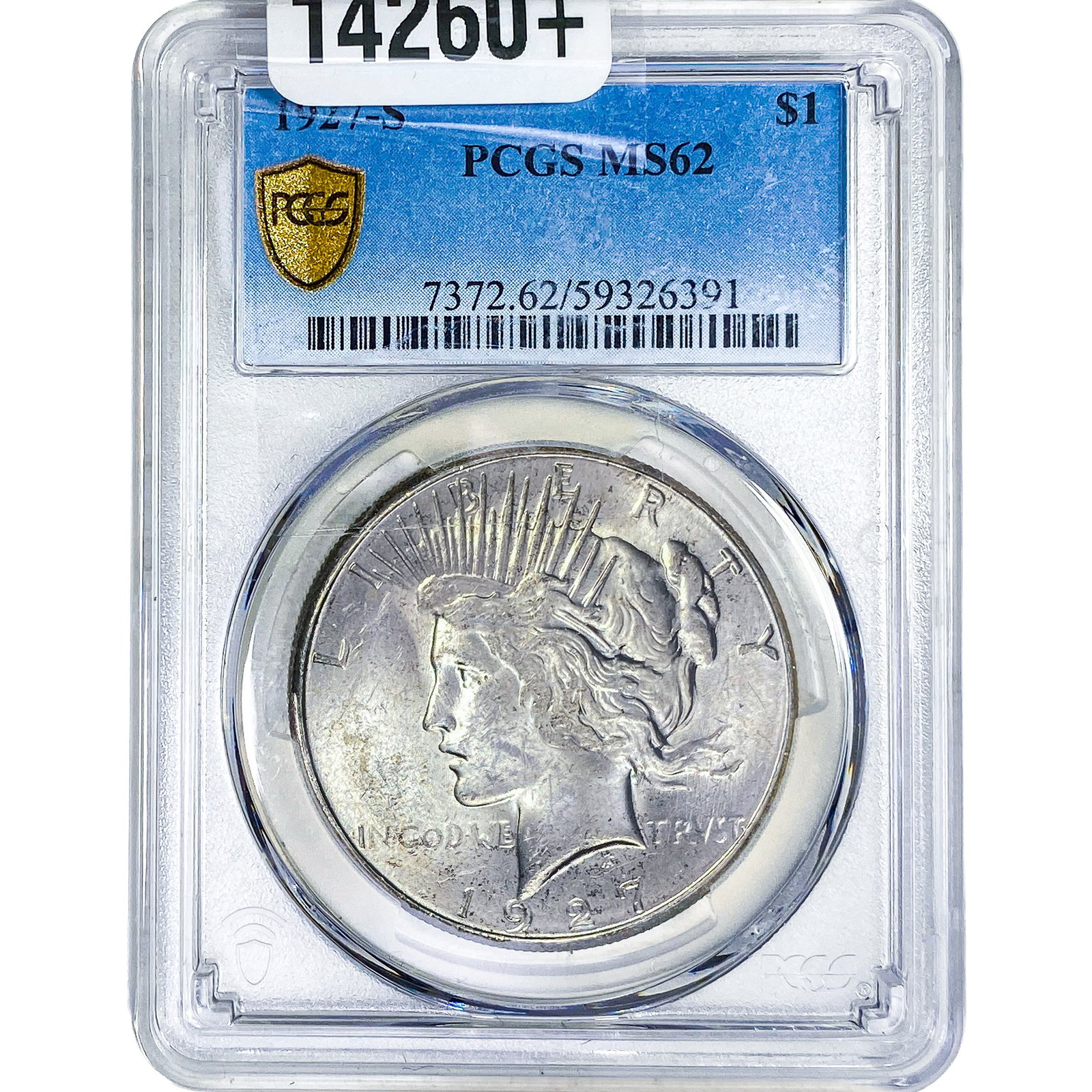 1927-S Silver Peace Dollar PCGS MS62: 1927-S Silver Peace Dollar PCGS MS62