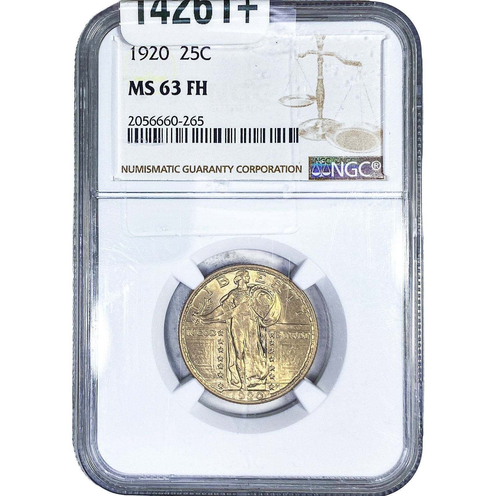 1920 Standing Liberty Quarter NGC MS63 FH: 1920 Standing Liberty Quarter NGC MS63 FH