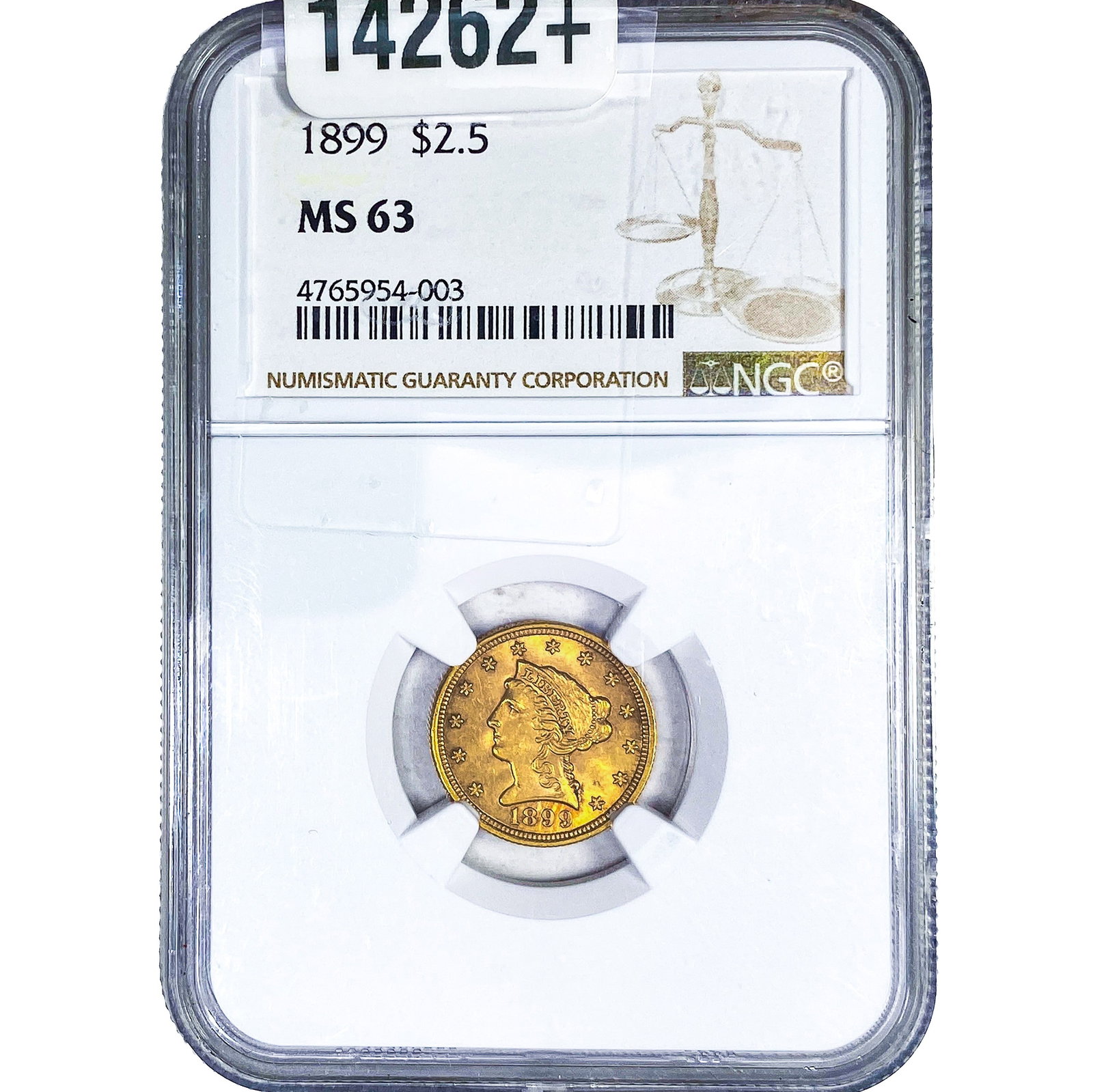 1899 $2.50 Gold Quarter Eagle NGC MS63 (1 of 4)