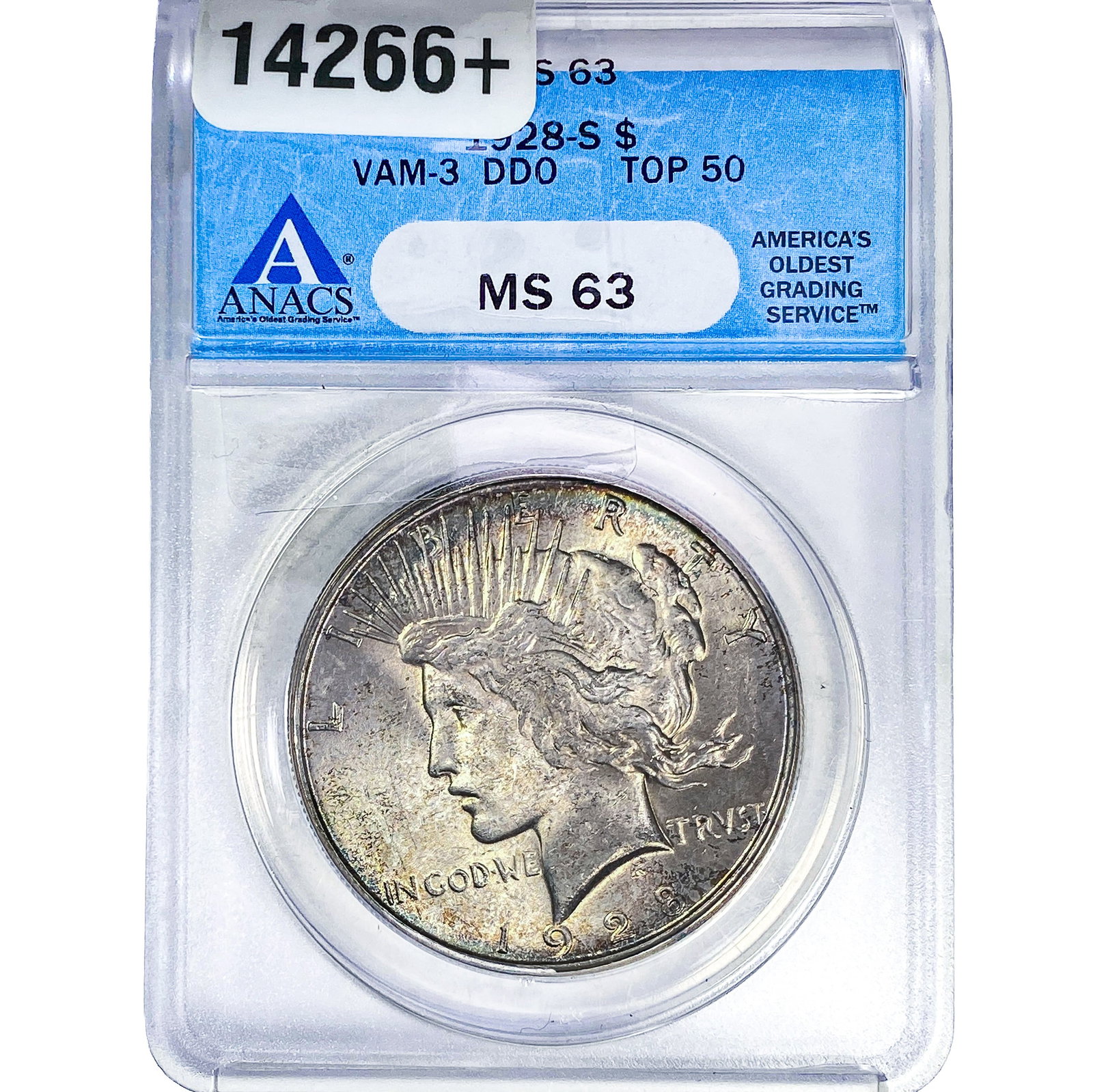 1928-S Silver Peace Dollar ANACS MS63 VAM-3 DDO: 1928-S Silver Peace Dollar ANACS MS63 VAM-3 DDO