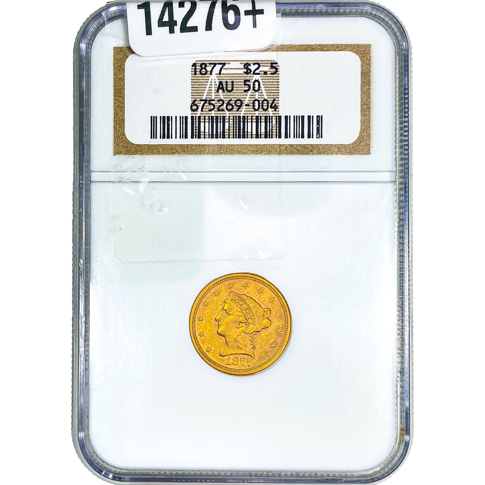 1877 $2.50 Gold Quarter Eagle NGC AU50: 1877 $2.50 Gold Quarter Eagle NGC AU50