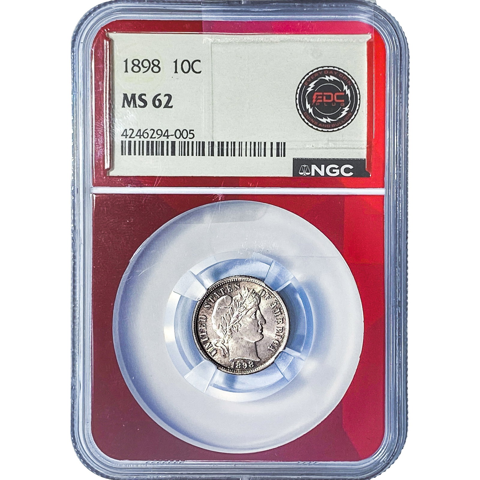 1898 Barber Dime NGC MS62: 1898 Barber Dime NGC MS62