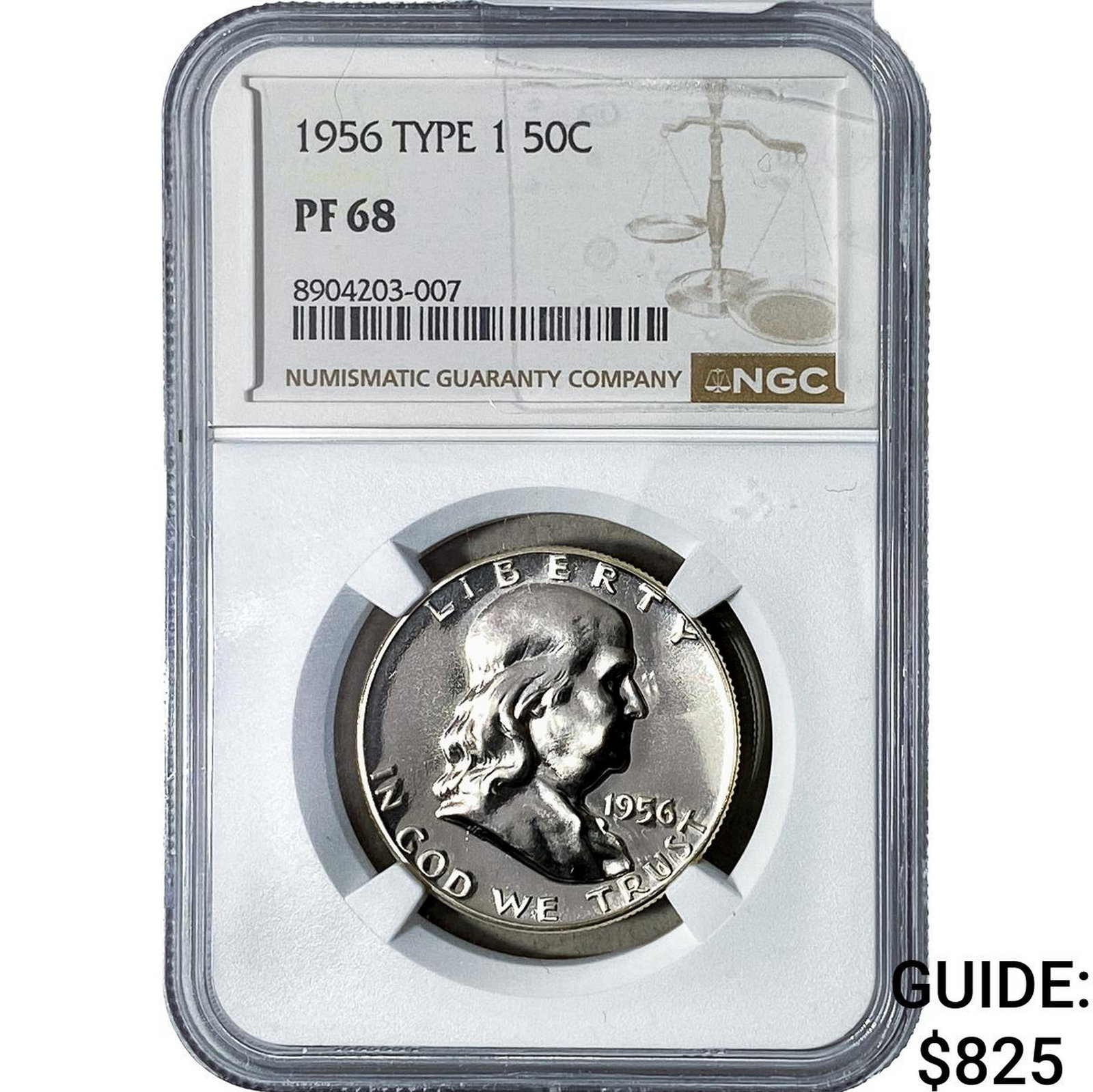 1956 Franklin Half Dollar NGC PF68 Type 1: 1956 Franklin Half Dollar NGC PF68 Type 1