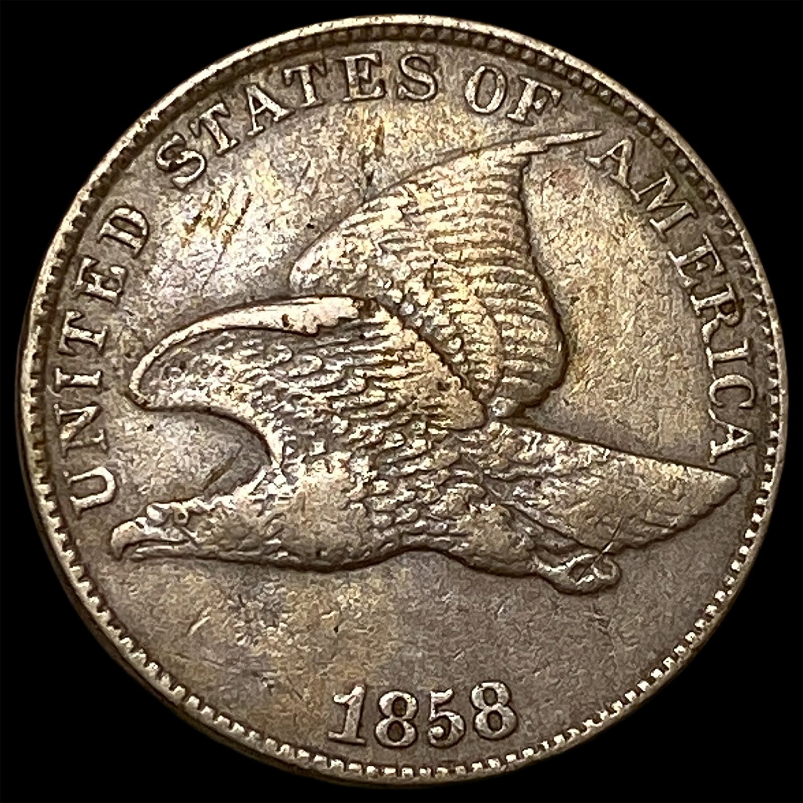 1858 Copper-Nickel Flying Eagle Cent NEARLY UNCIRCULATED: 1858 Copper-Nickel Flying Eagle Cent NEARLY UNCIRCULATED