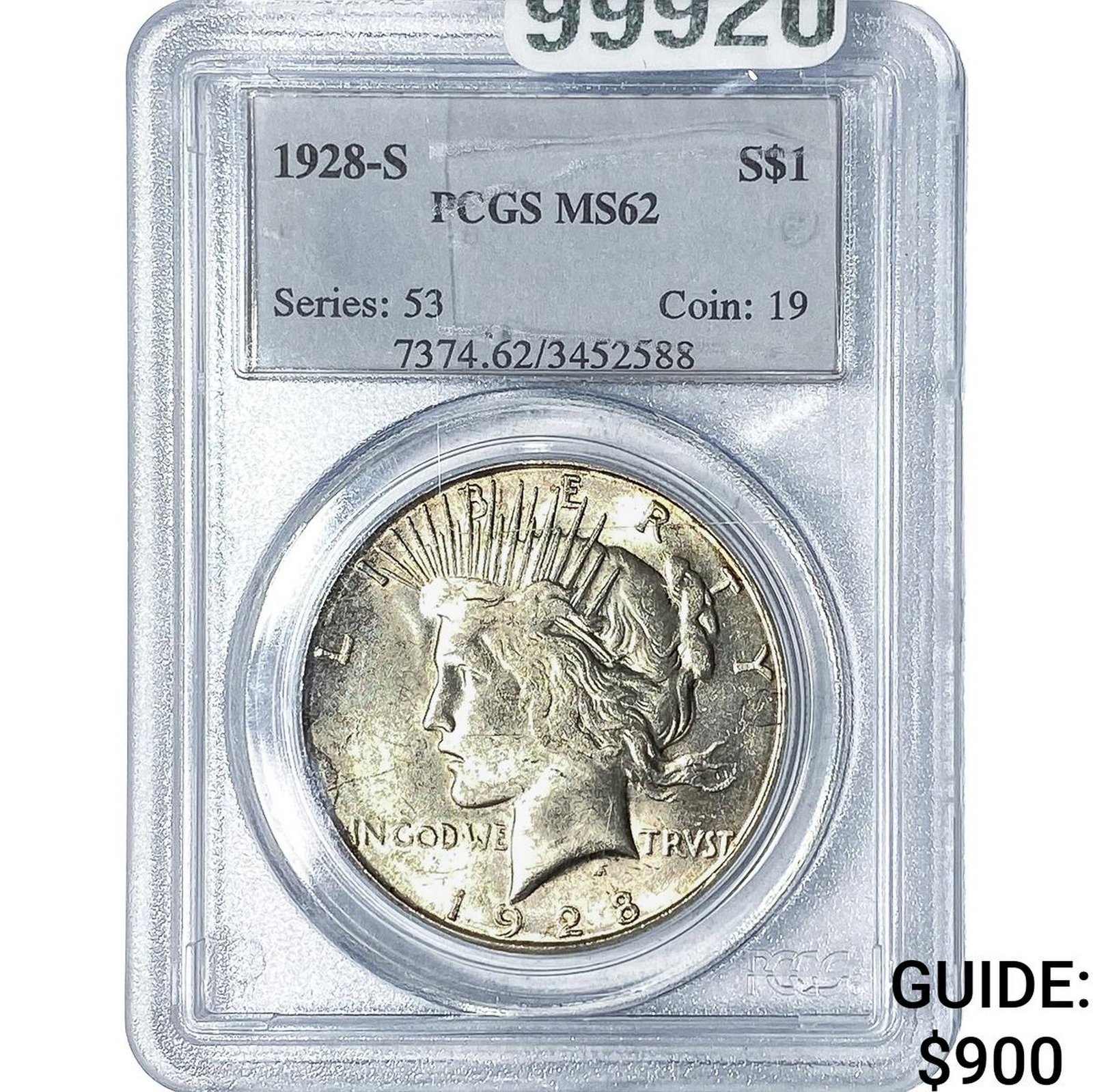 1928-S Morgan Silver Dollar PCGS MS62: 1928-S Morgan Silver Dollar PCGS MS62