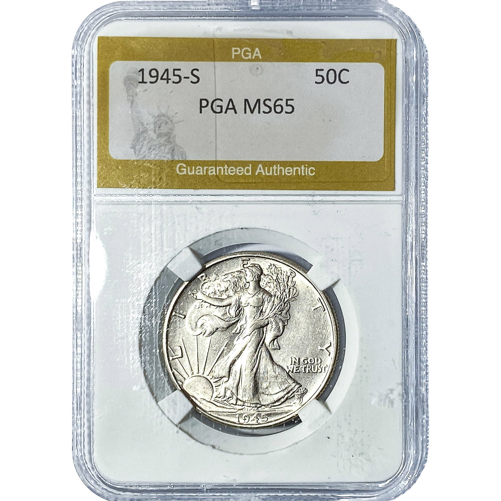 1945-S Walking Liberty Half Dollar PGA MS65: 1945-S Walking Liberty Half Dollar PGA MS65